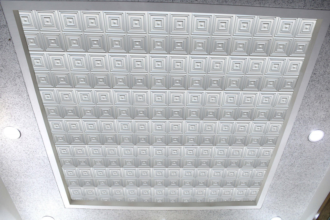 How to decorate a floating ceiling with ceiling tiles