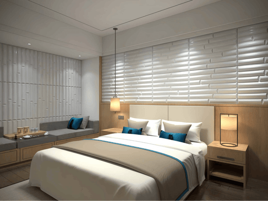 bedroom with decorative wall panels