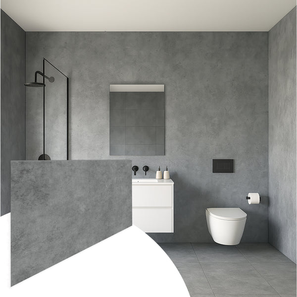 Faux Concrete Panels - 2 ft X 4 ft - Matte, Waterproof DIY Decorative Panels for Walls and Floors - Grey