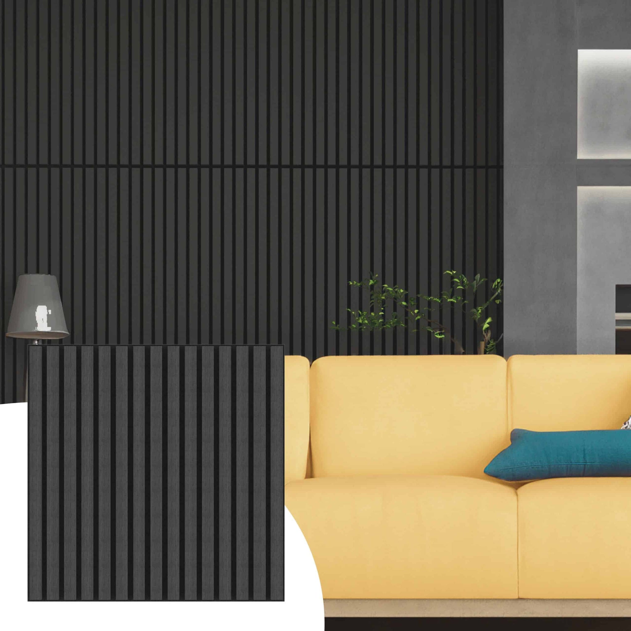 dark grey acoustic wooden wall panel