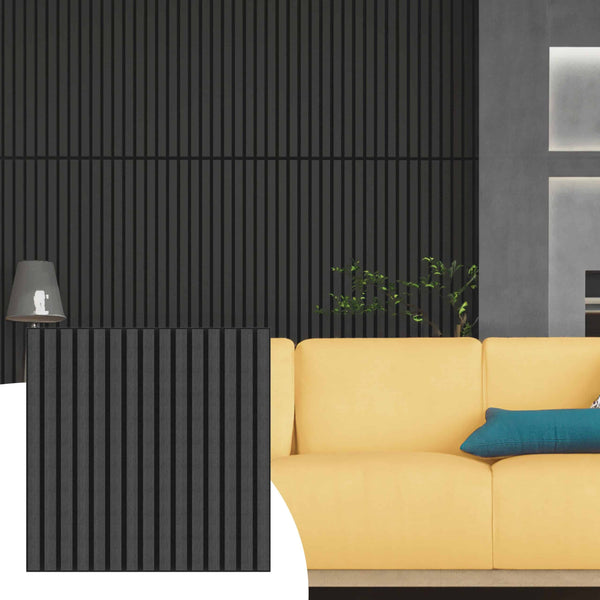 dark grey acoustic wooden wall panel