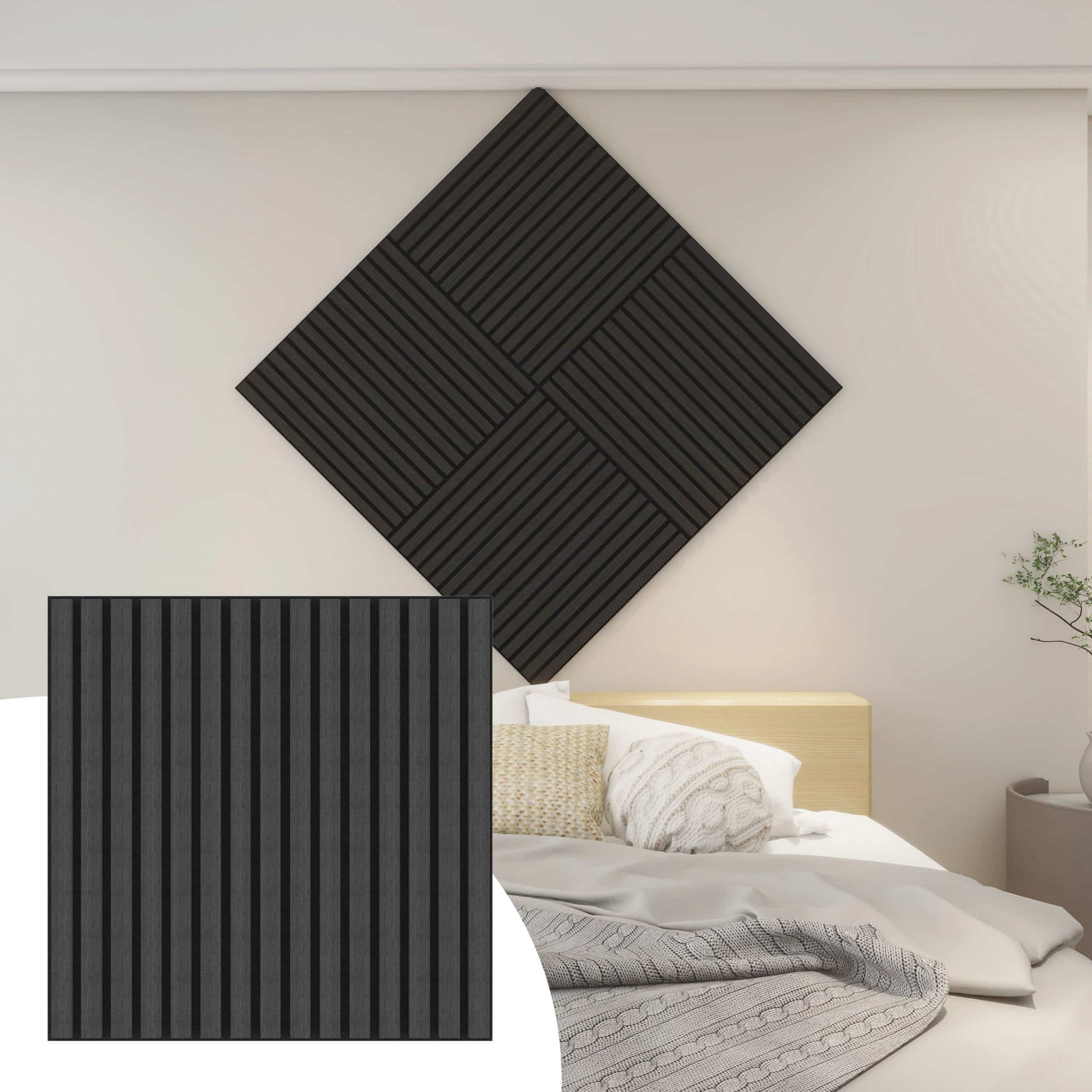 Acoustic Panels, Wooden Slats for Decor and Noise Reduction - 3D Wall Panels or Ceiling Panels - Dark Coffee Bean Brown