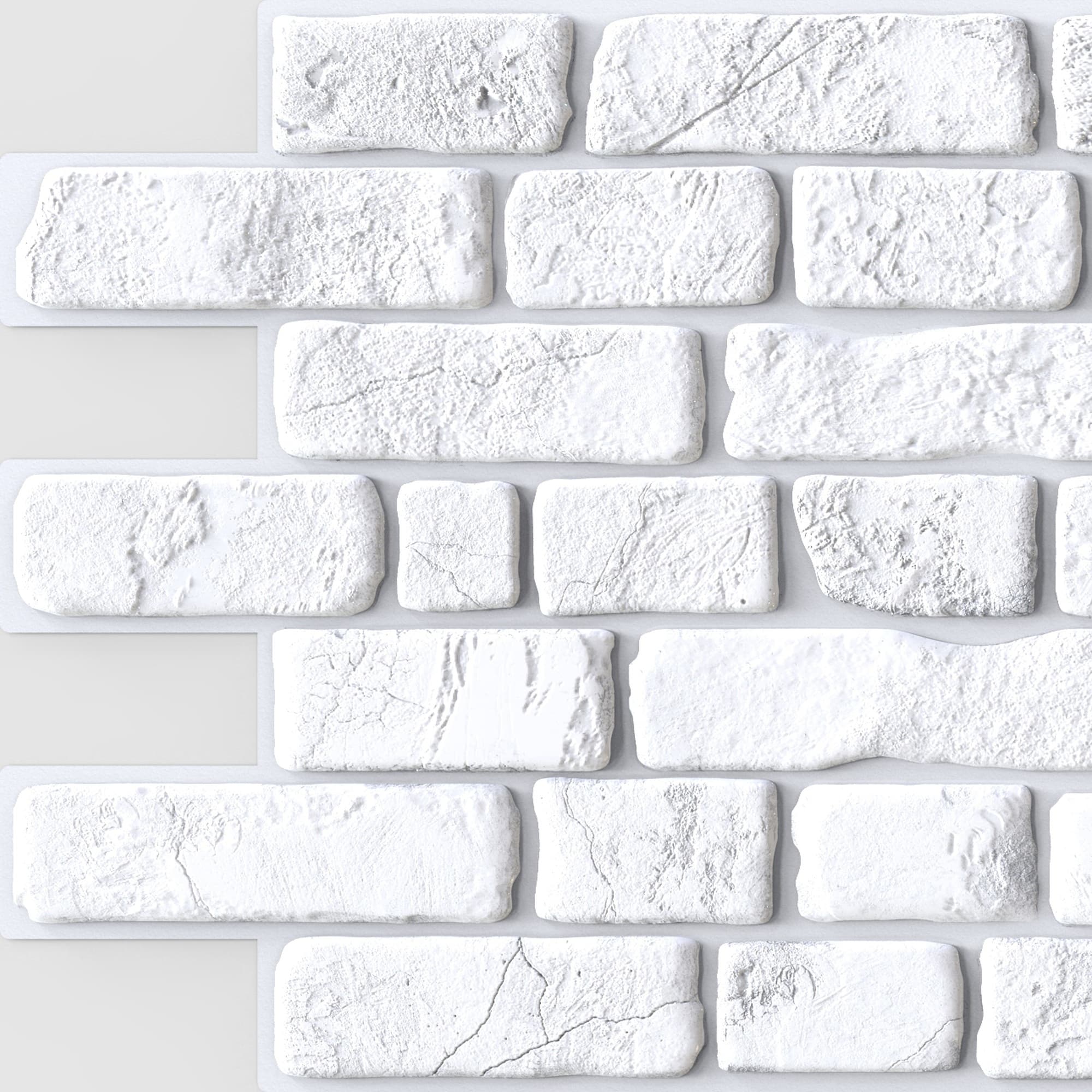 White Faux Bricks PVC 3D Wall Panel, 3.1 ft X 1.6 ft (95cm X 50cm), Interior Design Wall Paneling Decor, Total Coverage 5.1 sq. ft. (0.5 sq. m) each