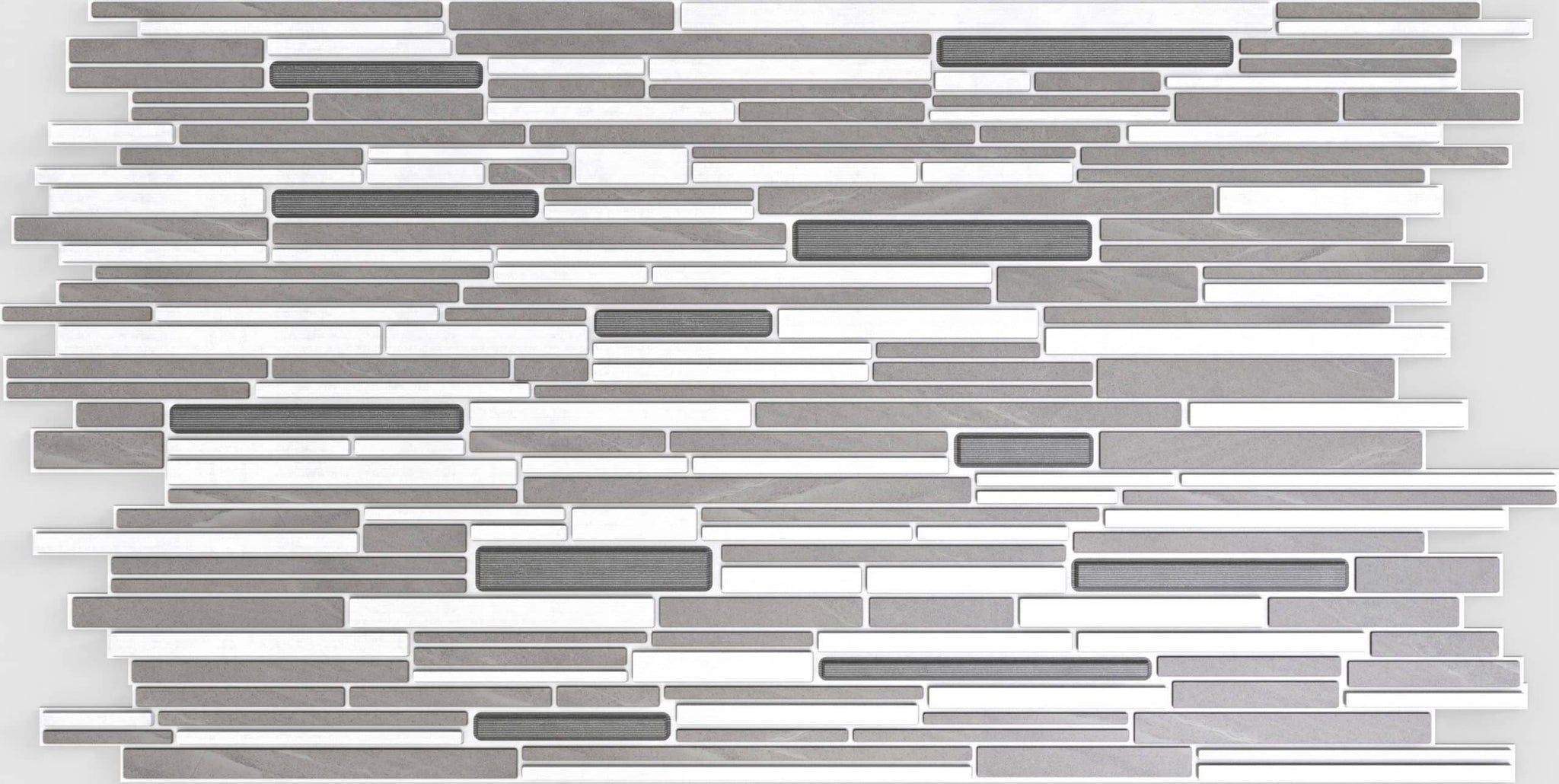 White Grey Faux Mosaic PVC 3D Wall Panel, 3.1 ft X 1.6 ft (95cm X 48cm), Interior Design Wall Paneling Decor, Total Coverage 4.9 sq. ft. (0.5 sq. m) - Single