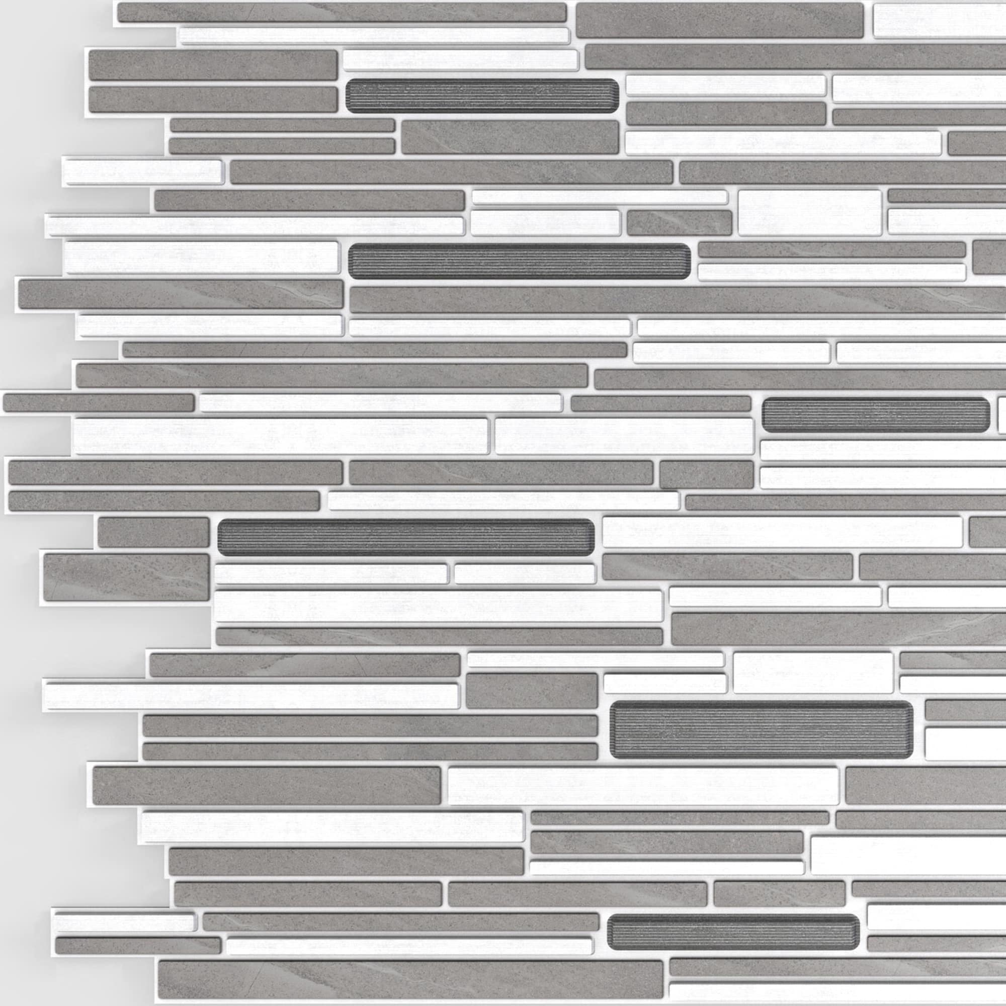 White Grey Faux Mosaic PVC 3D Wall Panel, 3.1 ft X 1.6 ft (95cm X 48cm), Interior Design Wall Paneling Decor, Total Coverage 4.9 sq. ft. (0.5 sq. m) - Single