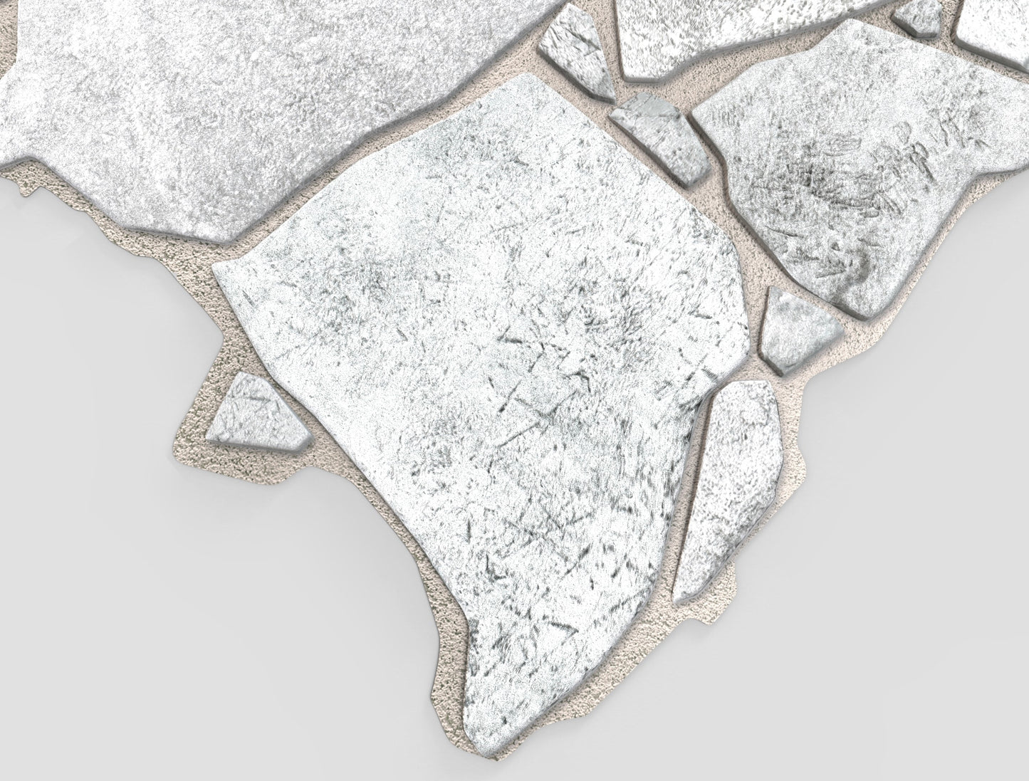 White Grey Faux Stone PVC 3D Wall Panel, 3.2 ft X 2.1 ft (98cm X 63cm), Interior Design Wall Paneling Decor, 6.7 sq. ft. (0.62 sq. m) each