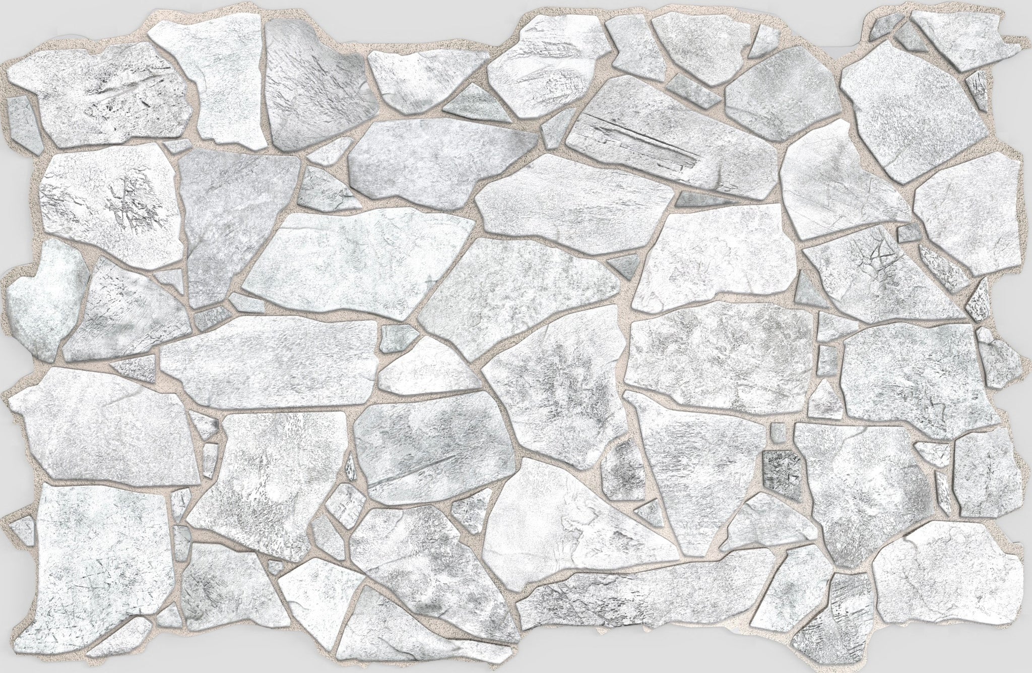 White Grey Faux Stone PVC 3D Wall Panel, 3.2 ft X 2.1 ft (98cm X 63cm), Interior Design Wall Paneling Decor, 6.7 sq. ft. (0.62 sq. m) each