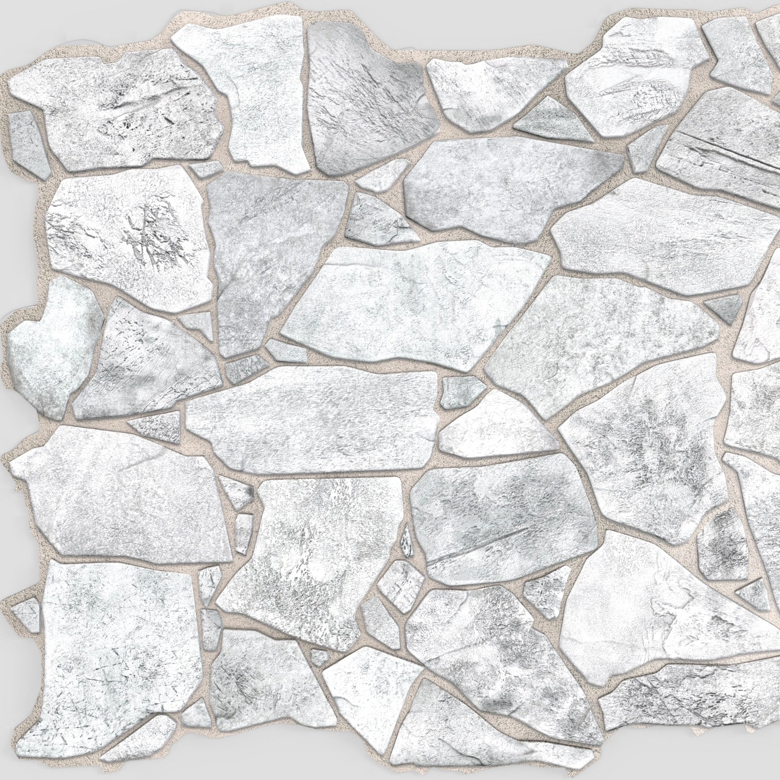 White Grey Faux Stone PVC 3D Wall Panel, 3.2 ft X 2.1 ft (98cm X 63cm), Interior Design Wall Paneling Decor, 6.7 sq. ft. (0.62 sq. m) each