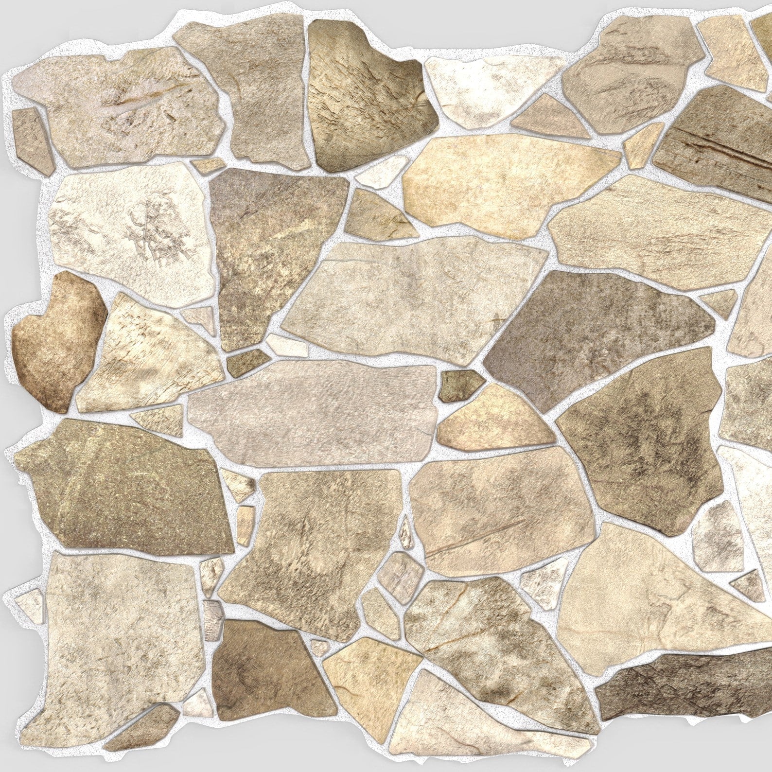 Brown Beige Faux Stone PVC 3D Wall Panel, 3.2 ft X 2.1 ft (98cm X