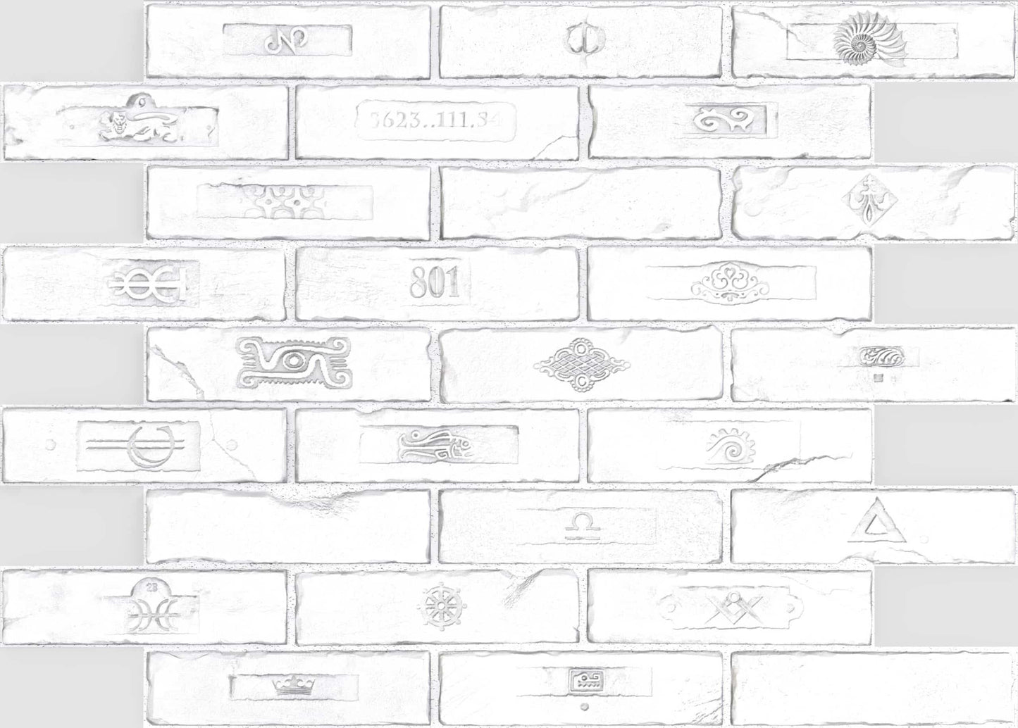 White Faux Bricks PVC 3D Wall Panel, 2.9 ft X 2.1 ft (90cm X 64cm), Interior Design Wall Paneling Decor, Total Coverage 6.2 sq. ft. (0.6 sq. m) - Single