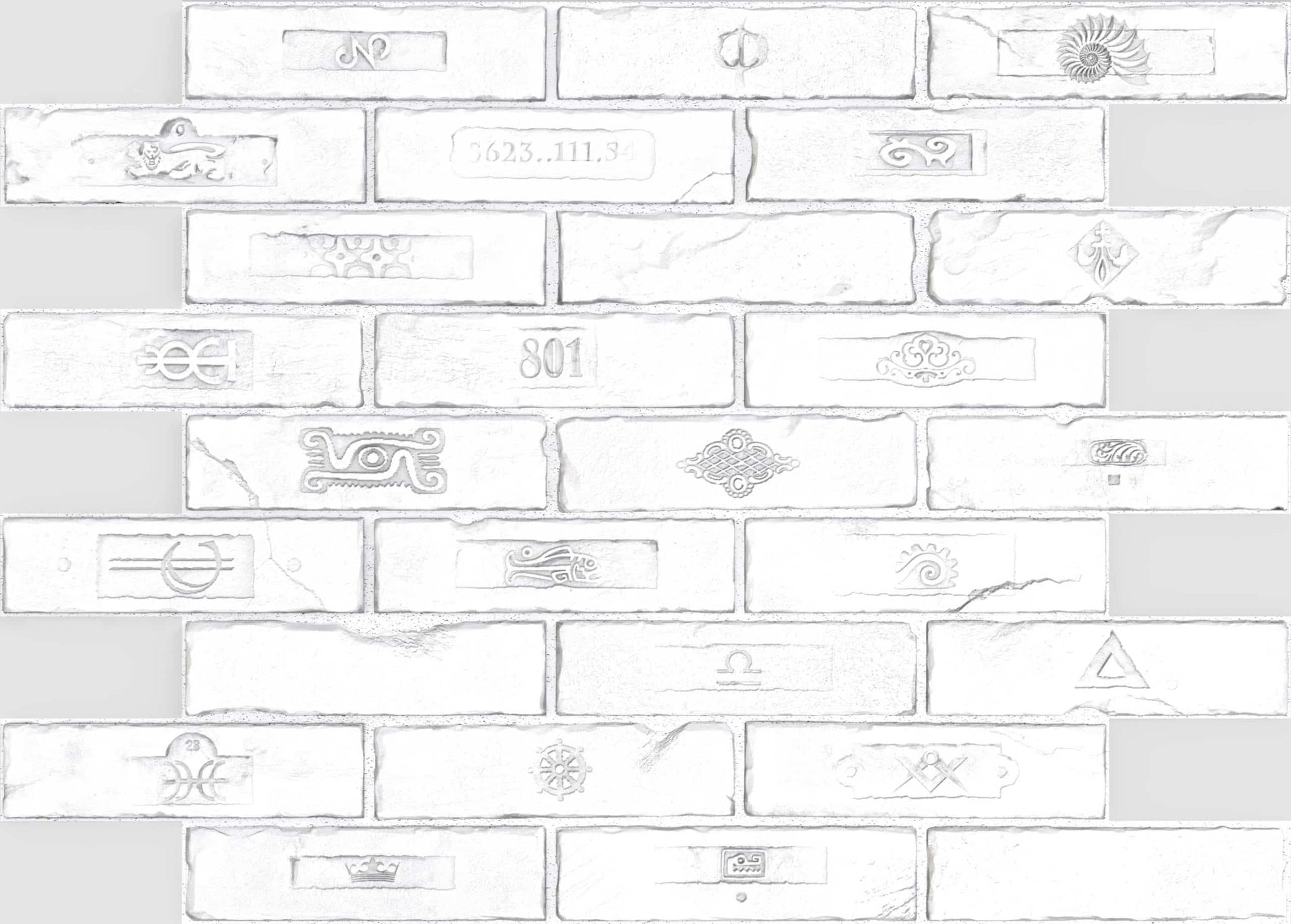 White Faux Bricks PVC 3D Wall Panel, 2.9 ft X 2.1 ft (90cm X 64cm), Interior Design Wall Paneling Decor, Total Coverage 6.2 sq. ft. (0.6 sq. m) - Single