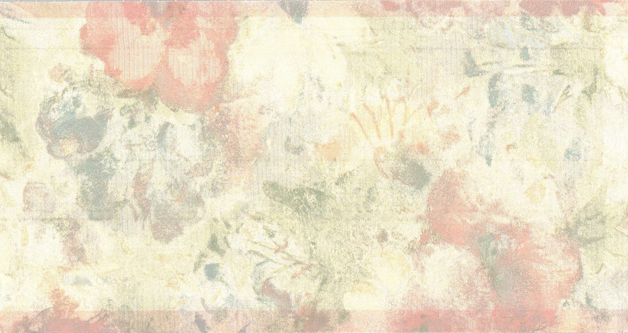 Prepasted Wallpaper Border - Abstract Beige, Green, Silver Flowers in Brush Strokes Wall Border Retro Design, 15 ft x 5.5 in (4.57m x 13.97cm)