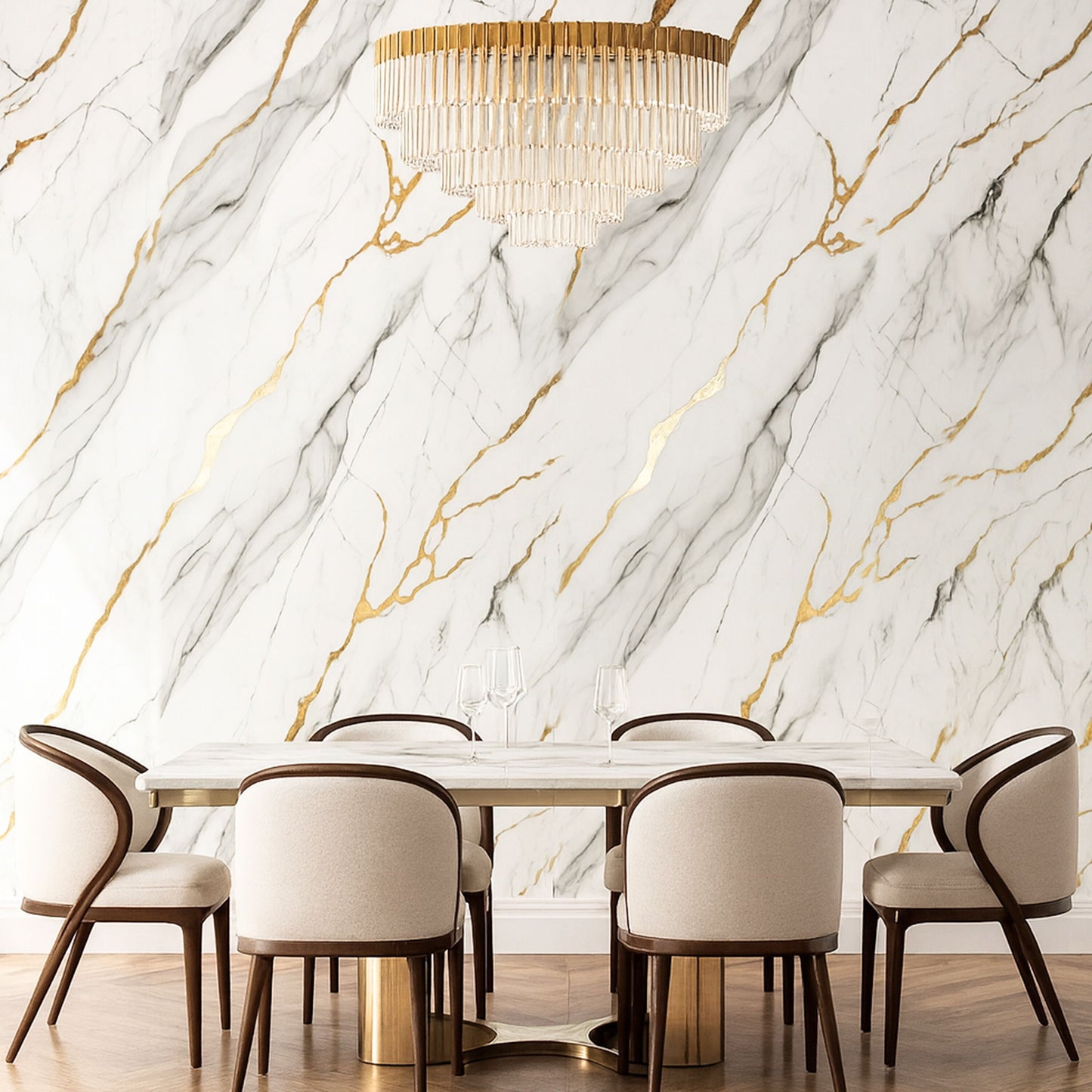 UV Marble Full Size Wall Panels 4ft x 9ft, High Gloss Panels - Backsplash, Bathroom, Accent Walls - White, Grey, Gold Veins