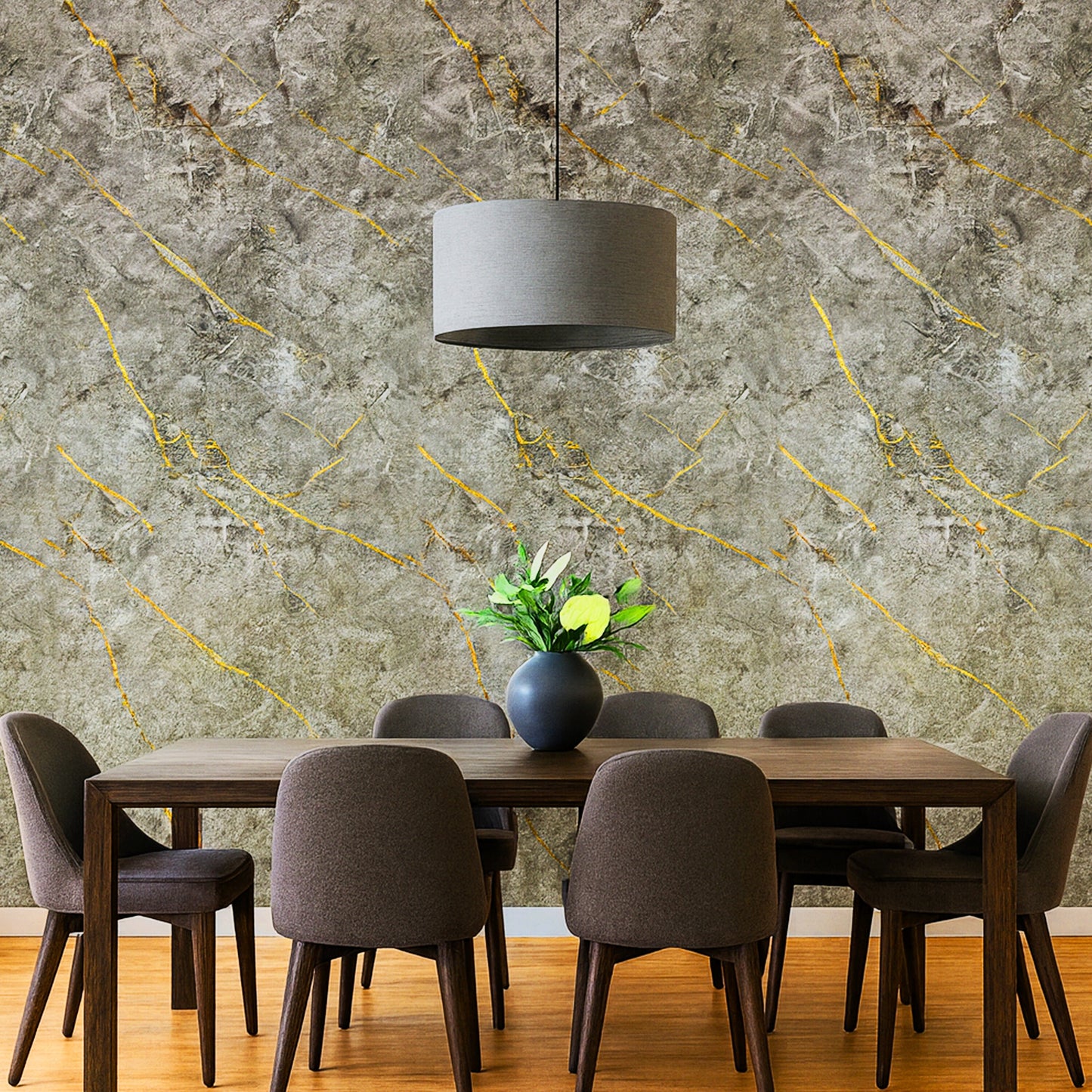 UV Marble Full Size Wall Panels 4ft x 9ft, High Gloss Panels - Backsplash, Bathroom, Accent Walls - Grey, Gold Veins