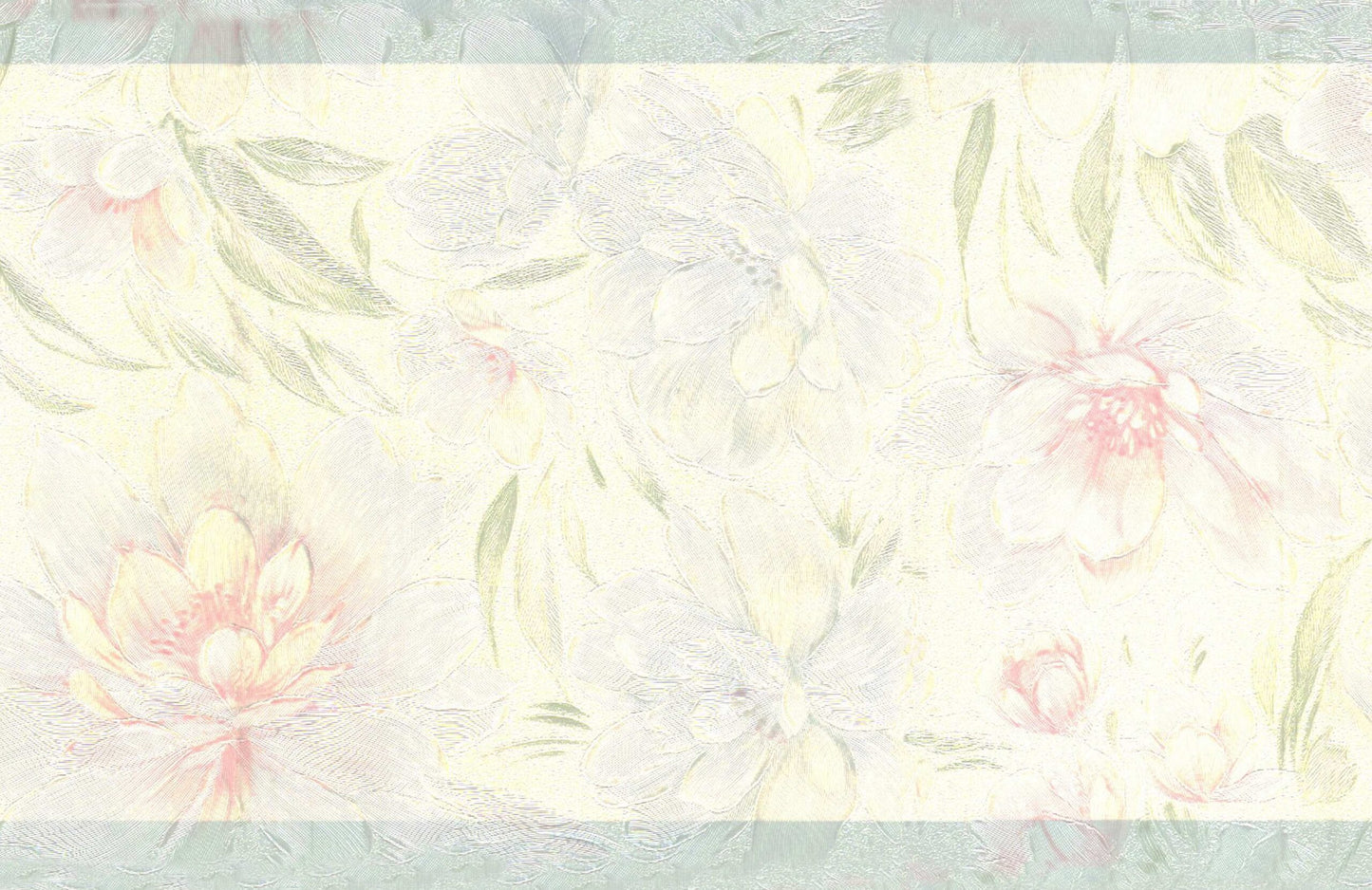 Prepasted Wallpaper Border - Floral Pink, Blue, Beige Pastel Flowers Wall Border Retro Design, 15 ft x 5.25 in (4.57m x 13.34cm)