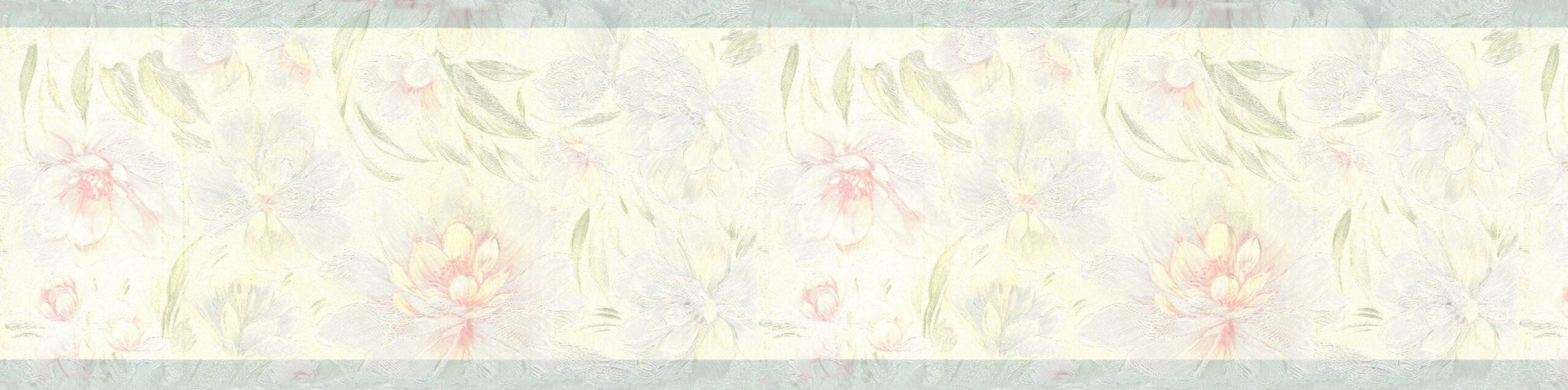 Prepasted Wallpaper Border - Floral Pink, Blue, Beige Pastel Flowers Wall Border Retro Design, 15 ft x 5.25 in (4.57m x 13.34cm)