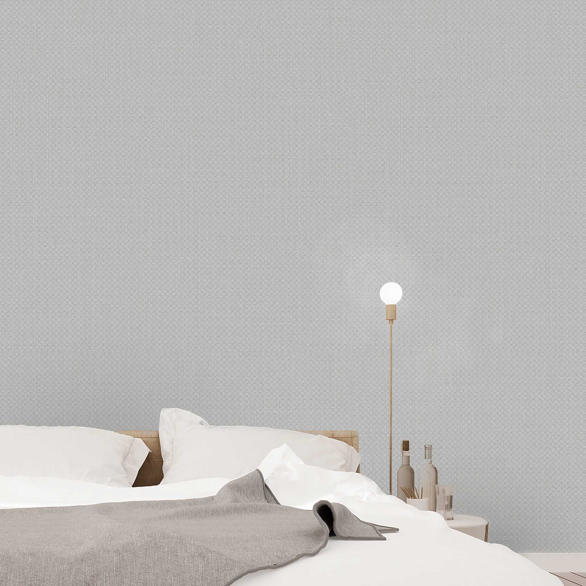 Textured Wallpaper Rhombus|Geometric|Distressed|Fabric in Dark Grey