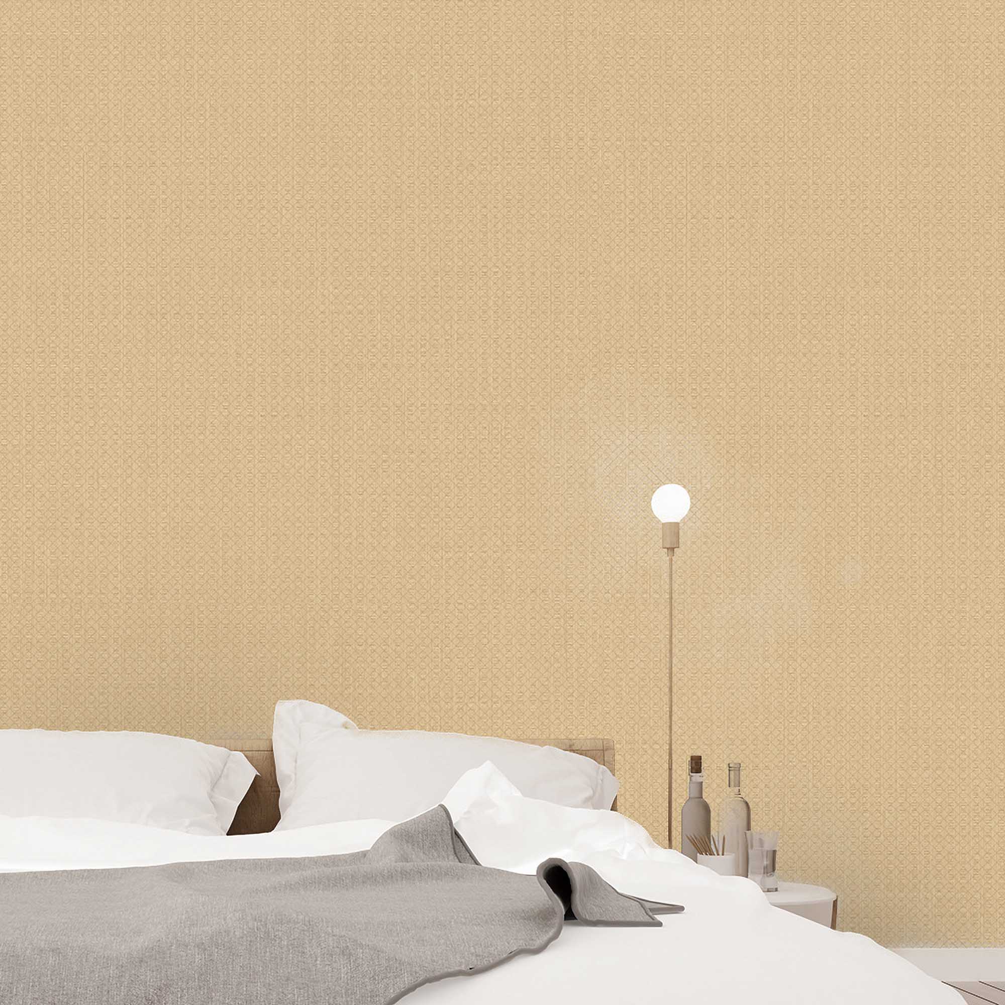 Textured Wallpaper Rhombus|Geometric|Distressed|Fabric in Sepia