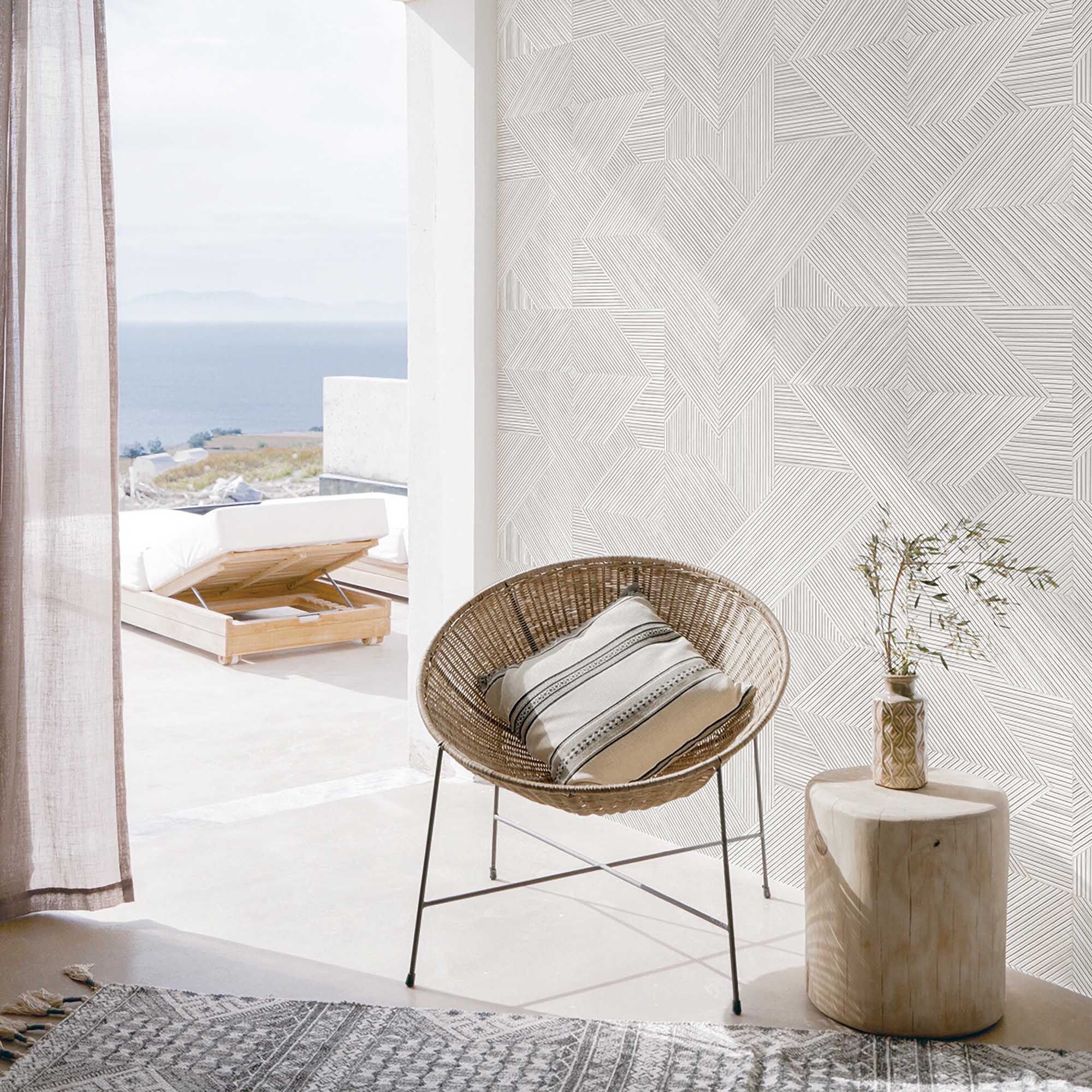Textured Wallpaper Wood|Geometric in Grey