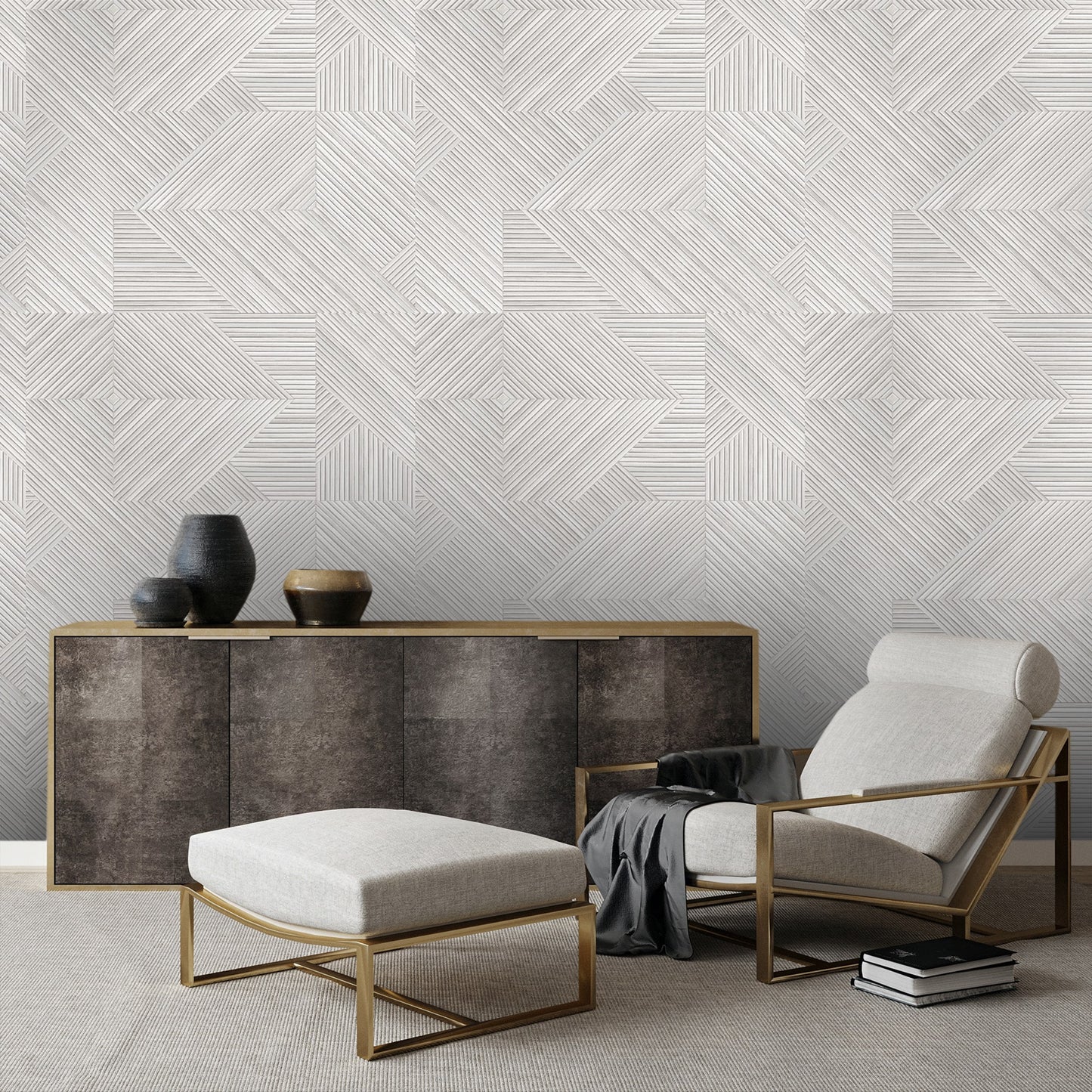 Textured Wallpaper Wood|Geometric in Grey