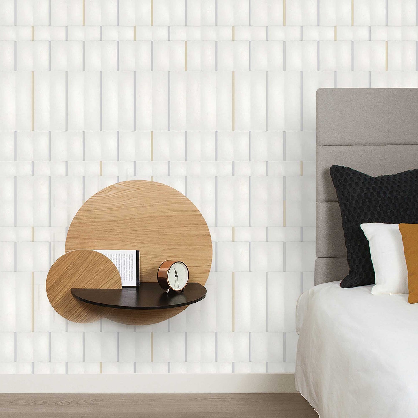 Textured Wallpaper Geometric in Alabaster