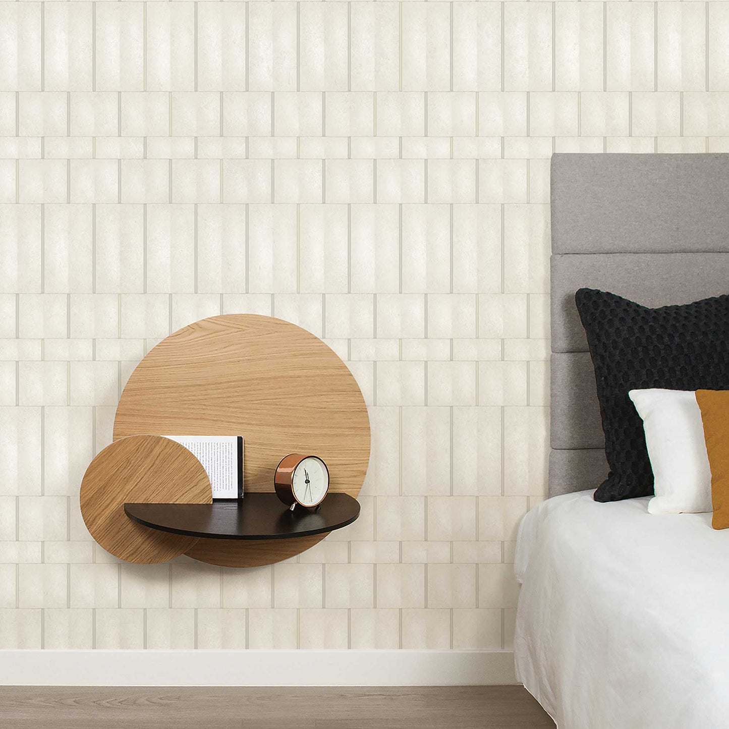 Textured Wallpaper Geometric in Ivory