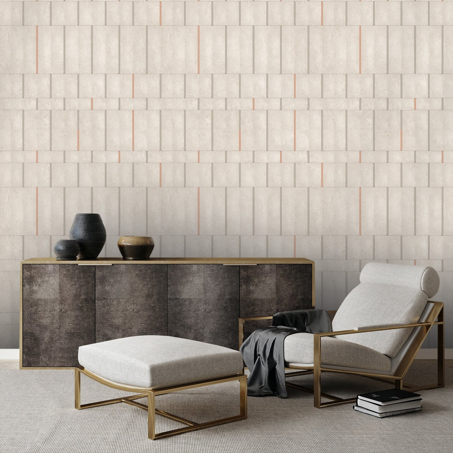 Textured Wallpaper Geometric in Sepia
