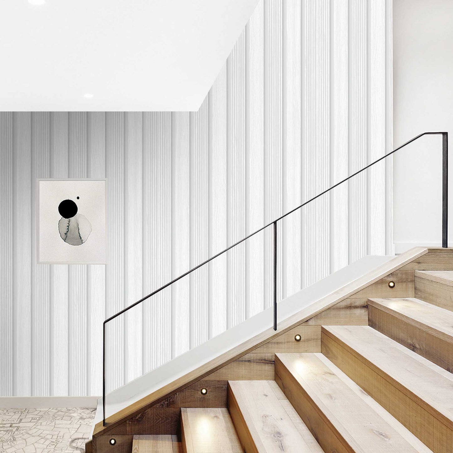 Textured Wallpaper Wood in White