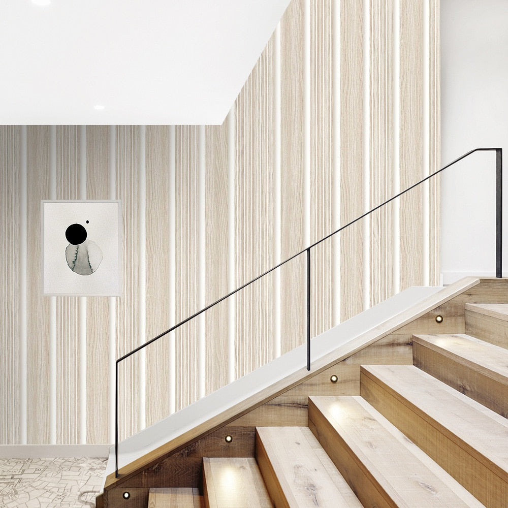 Textured Wallpaper Wood in Beige