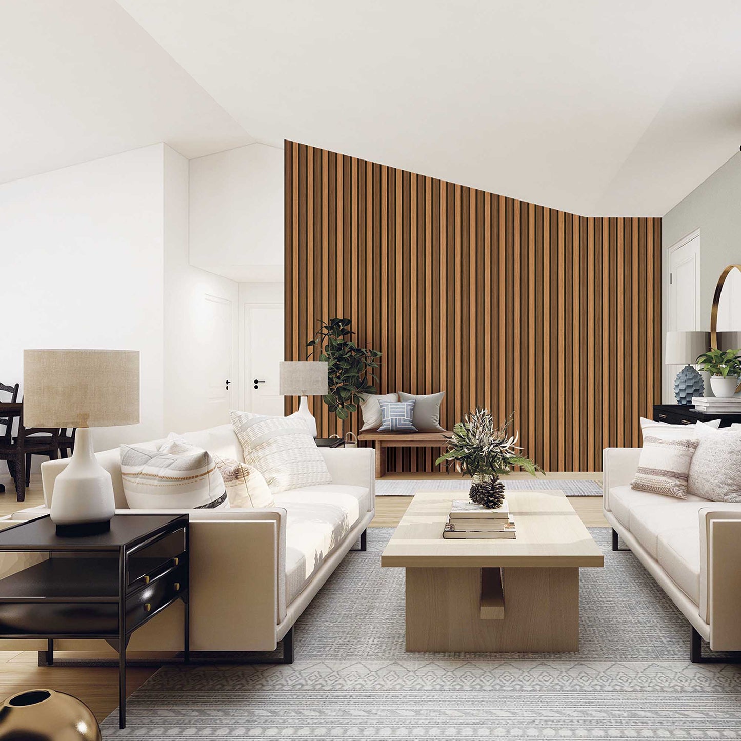 Textured Wallpaper Wood in Orange|Brown