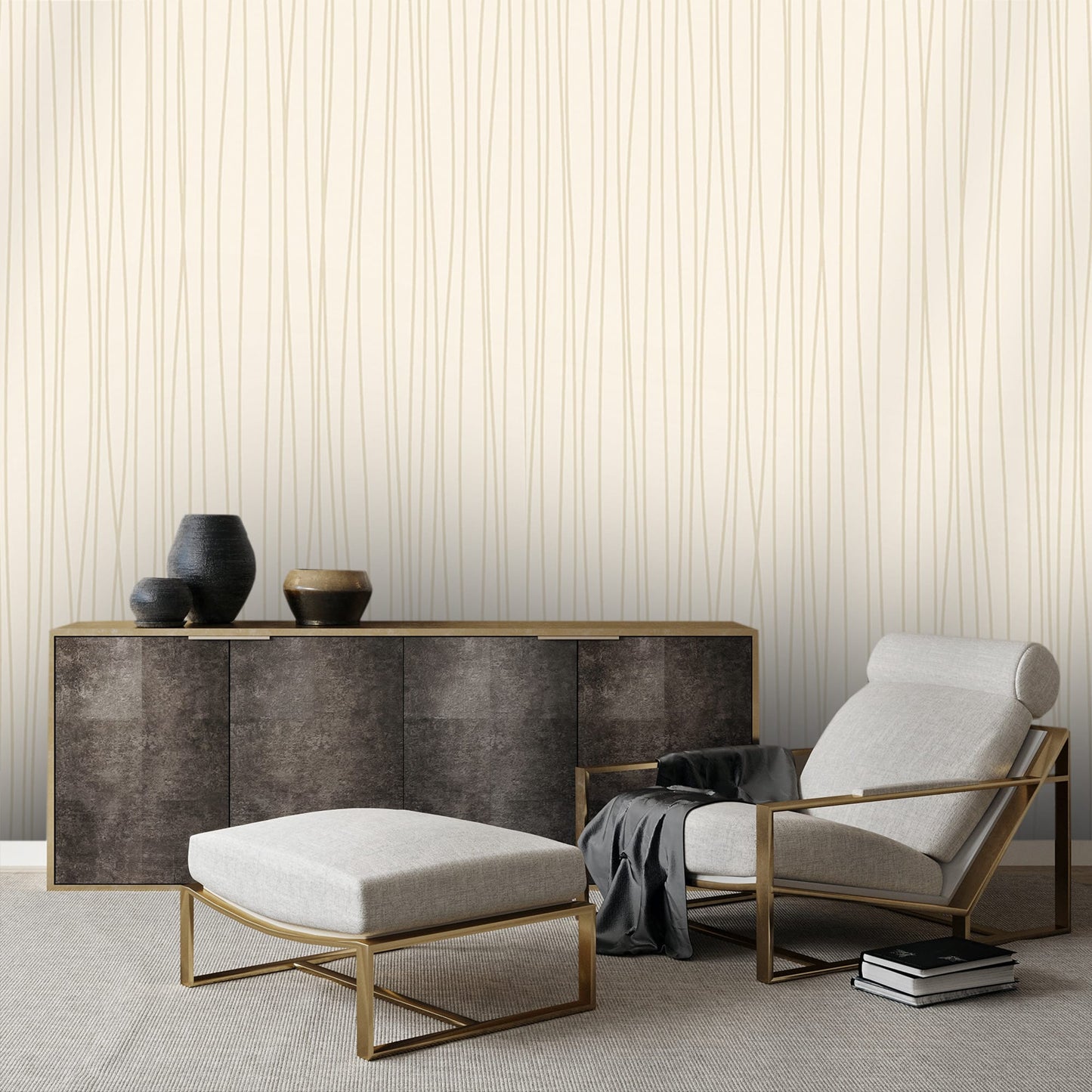 Textured Wallpaper Abstract|Fabric in Ivory