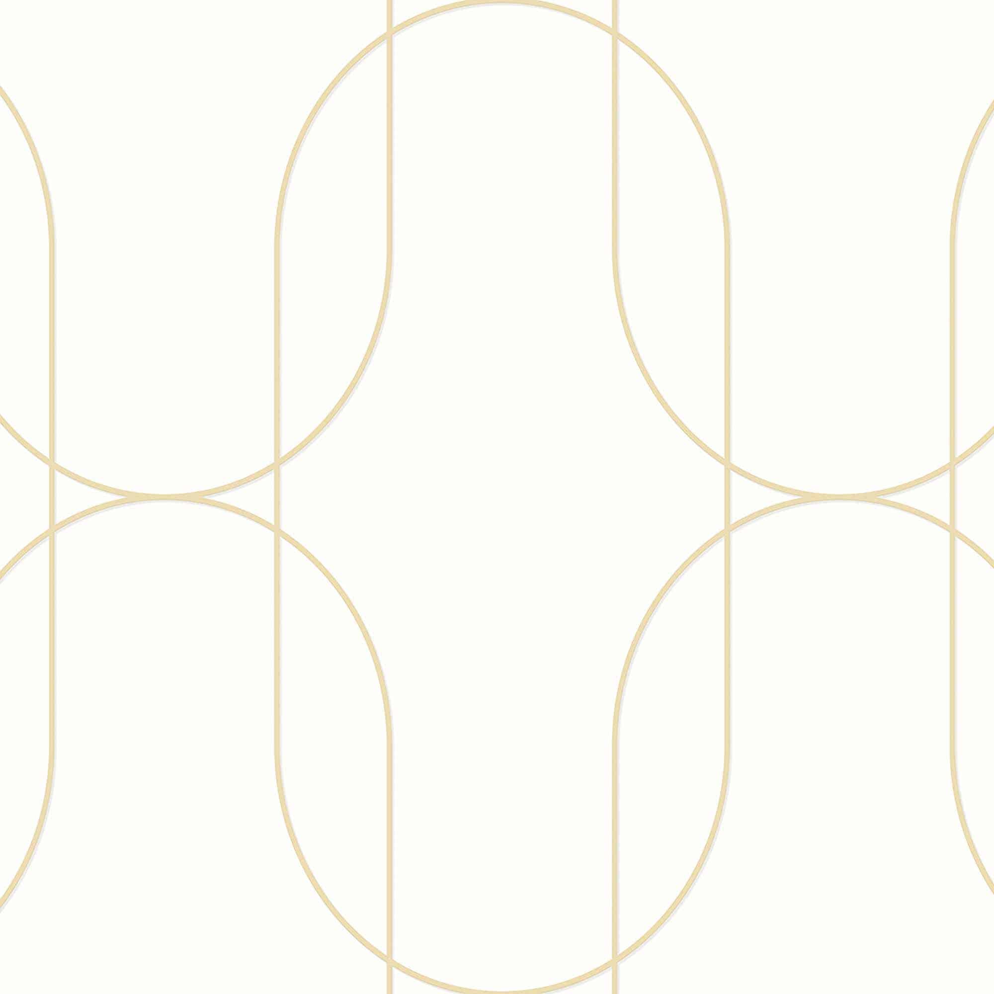 Textured Wallpaper Geometric in White|Gold