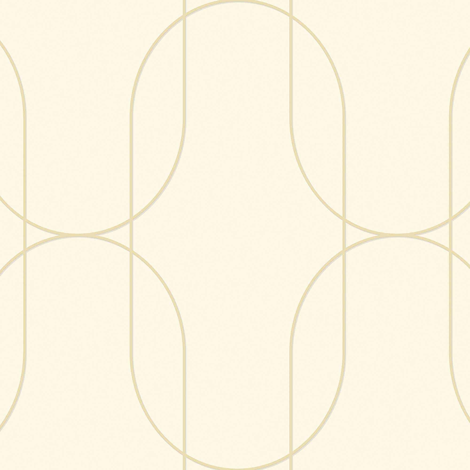 Textured Wallpaper Geometric in Ivory|Gold