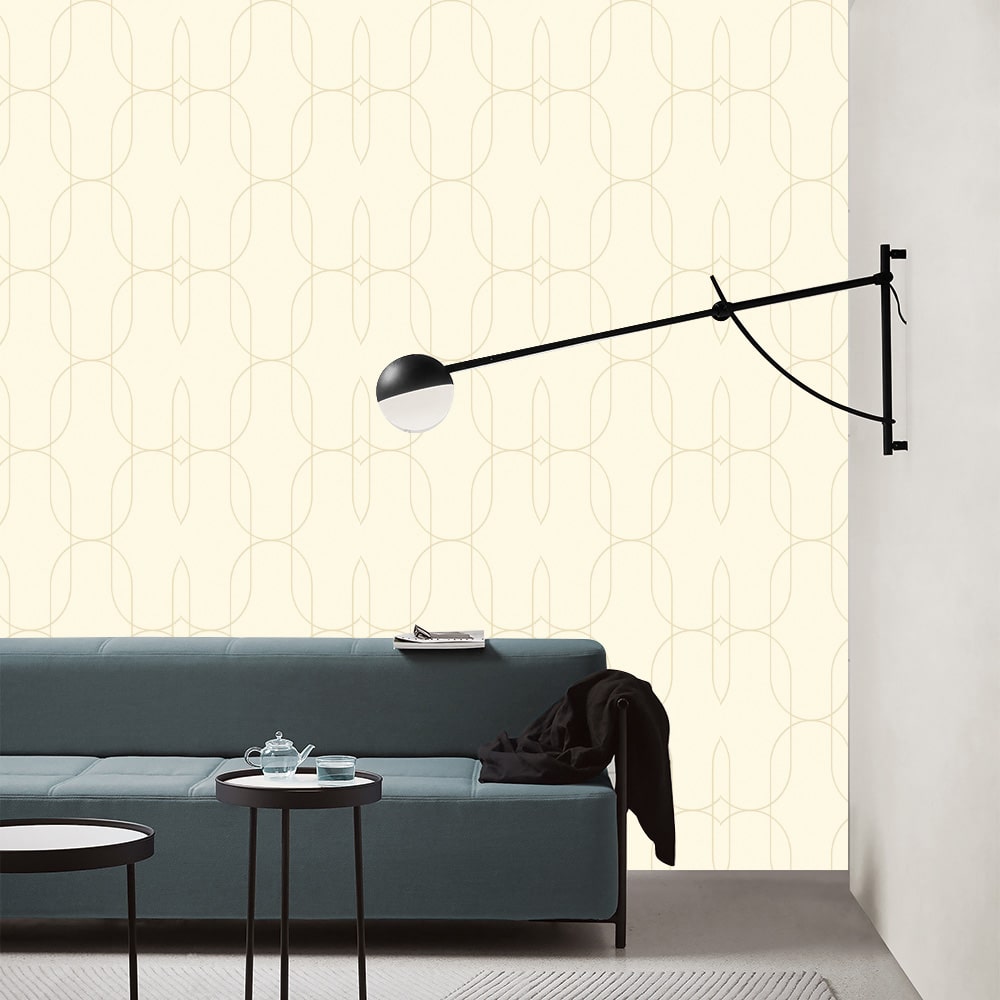 Textured Wallpaper Geometric in Ivory|Gold