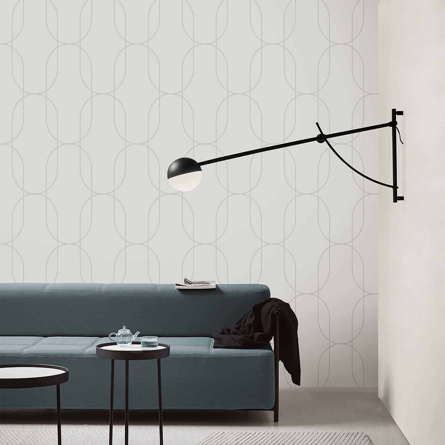 Textured Wallpaper Geometric in Grey|Silver