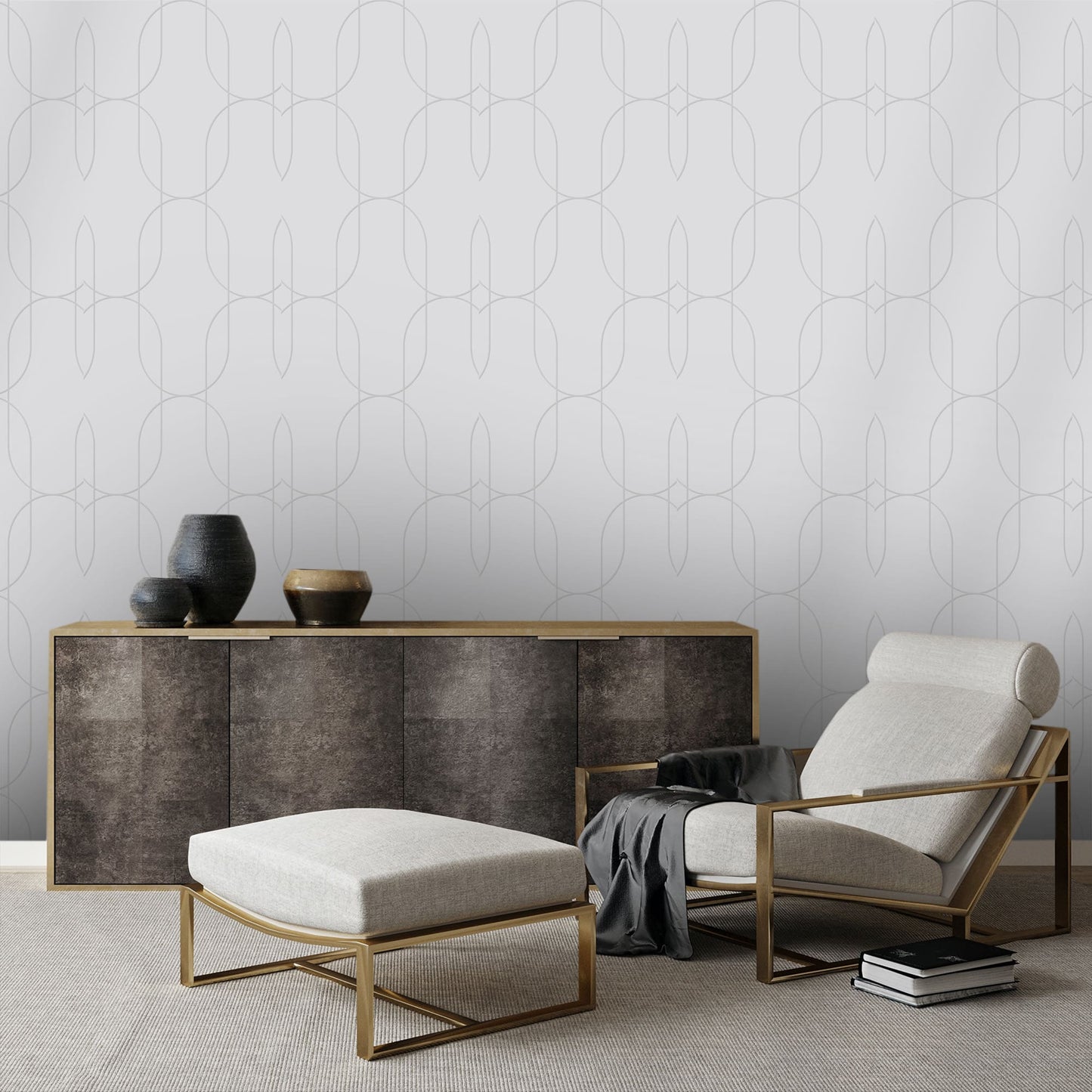 Textured Wallpaper Geometric in Grey|Silver