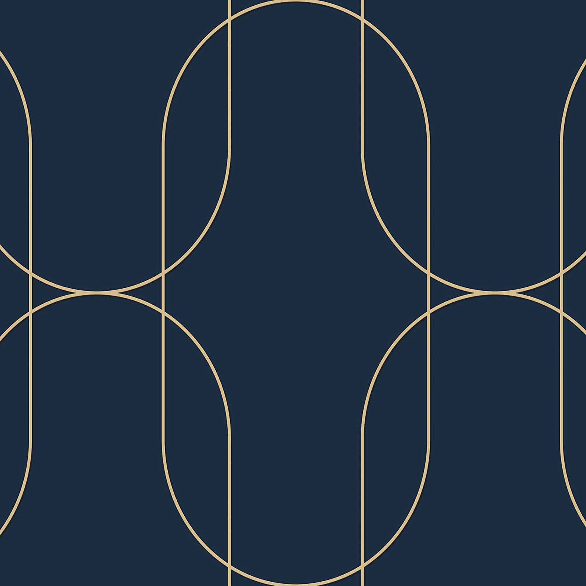 Textured Wallpaper Geometric in Blue|Gold