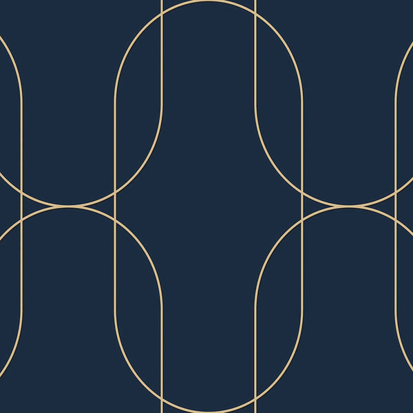 Textured Wallpaper Geometric in Blue|Gold