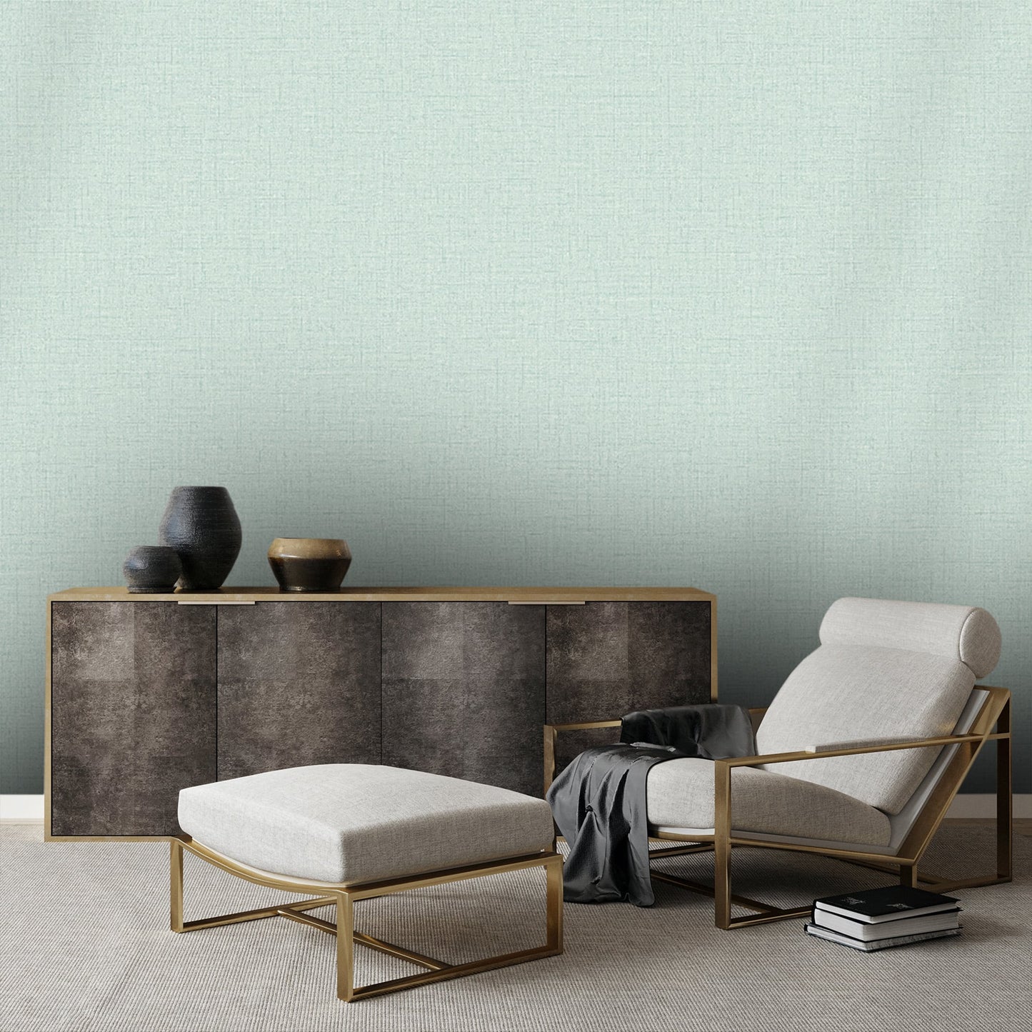 Textured Wallpaper Fabric in Mint|Green