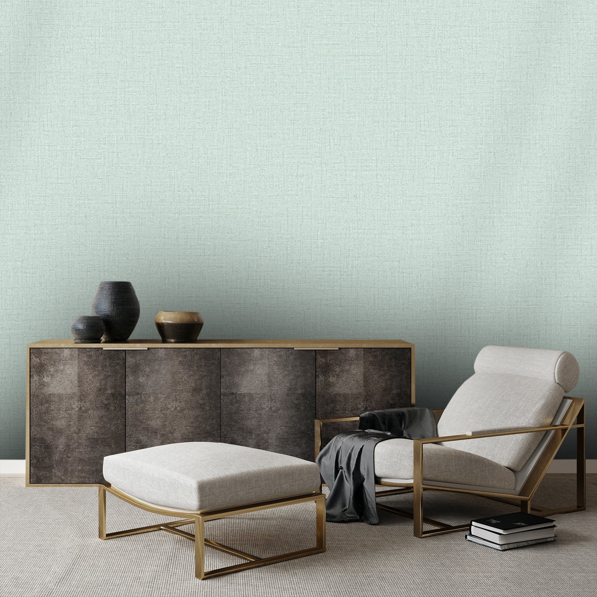 Textured Wallpaper Fabric in Mint|Green