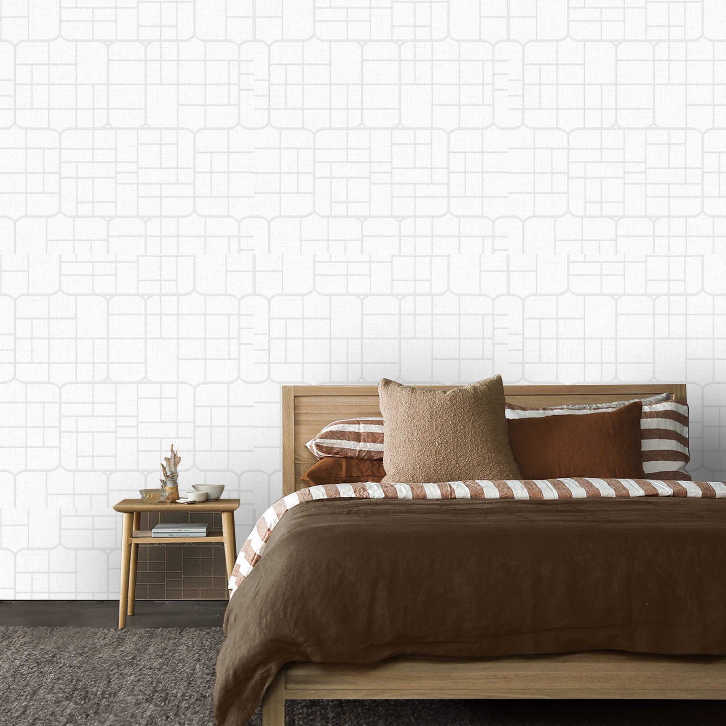 Textured Wallpaper Fabric|Geometric in White