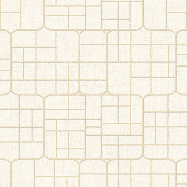 Textured Wallpaper Fabric|Geometric in Ivory