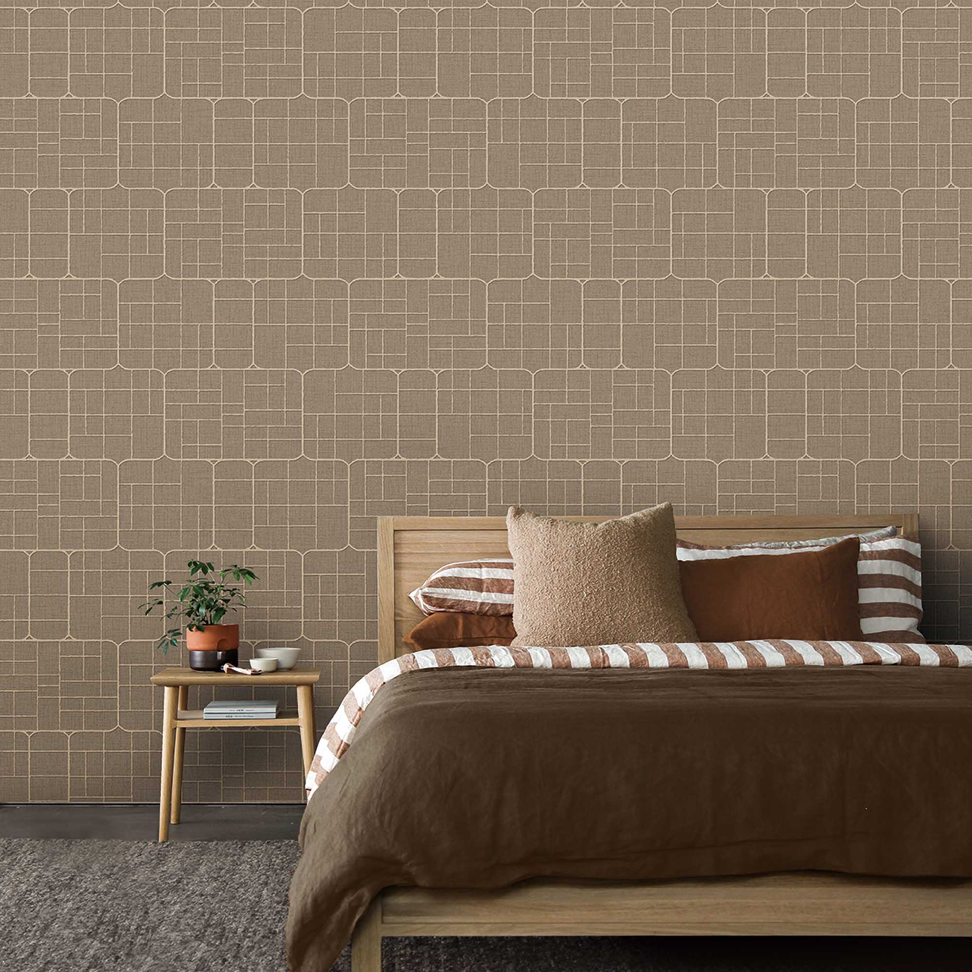 Textured Wallpaper Fabric|Geometric in Brown