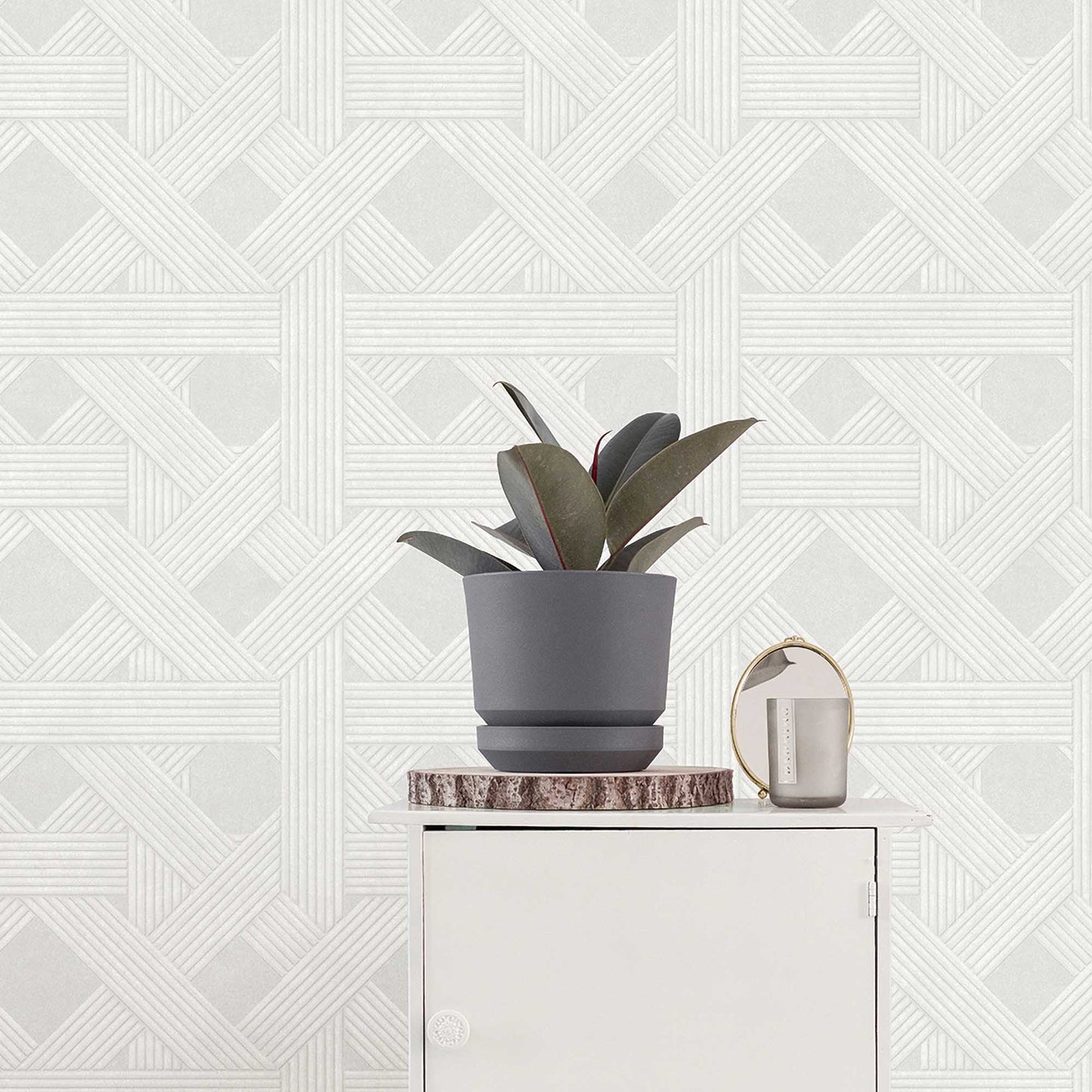 Textured Wallpaper Basketweave in White