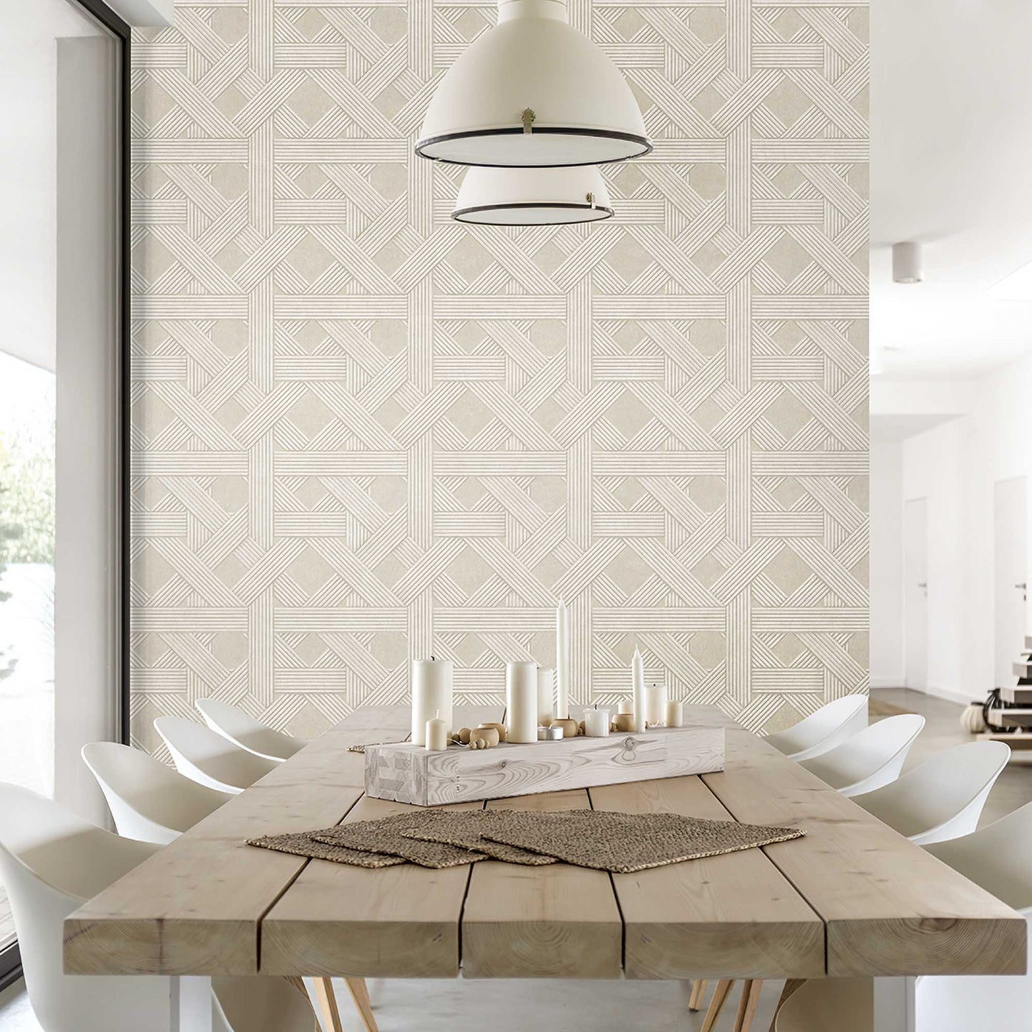 Textured Wallpaper Basketweave in Beige