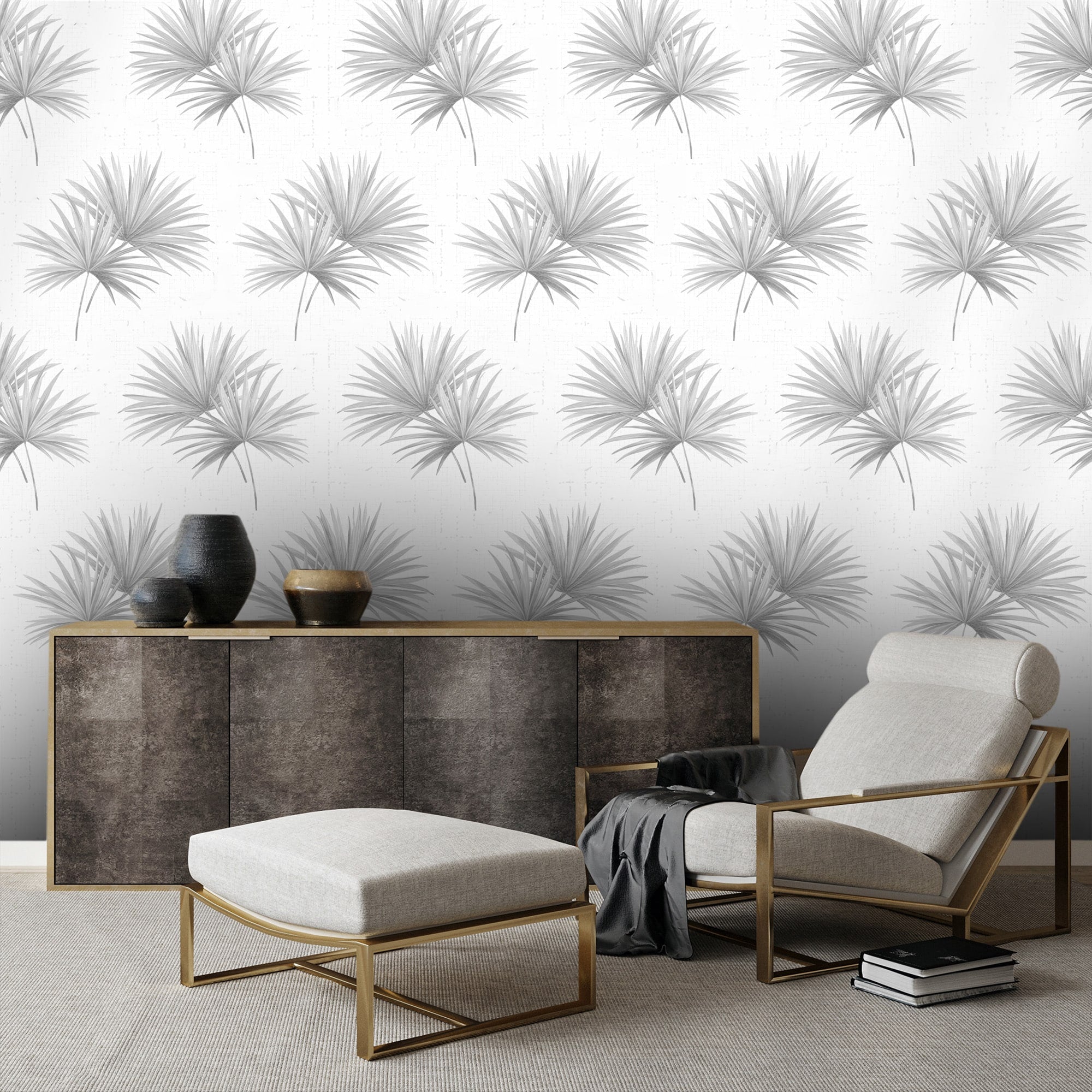 Textured Wallpaper Floral|Distressed in Grey