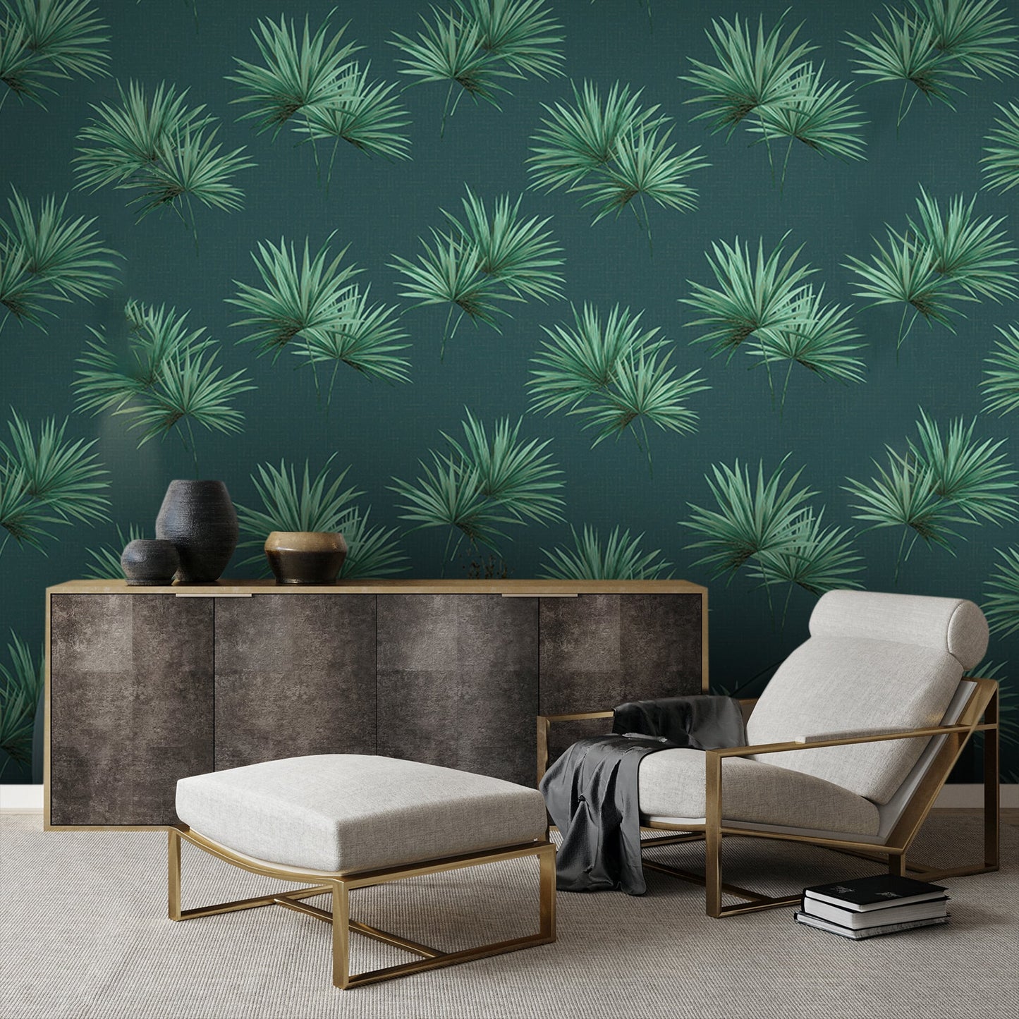 Textured Wallpaper Floral|Distressed in Green