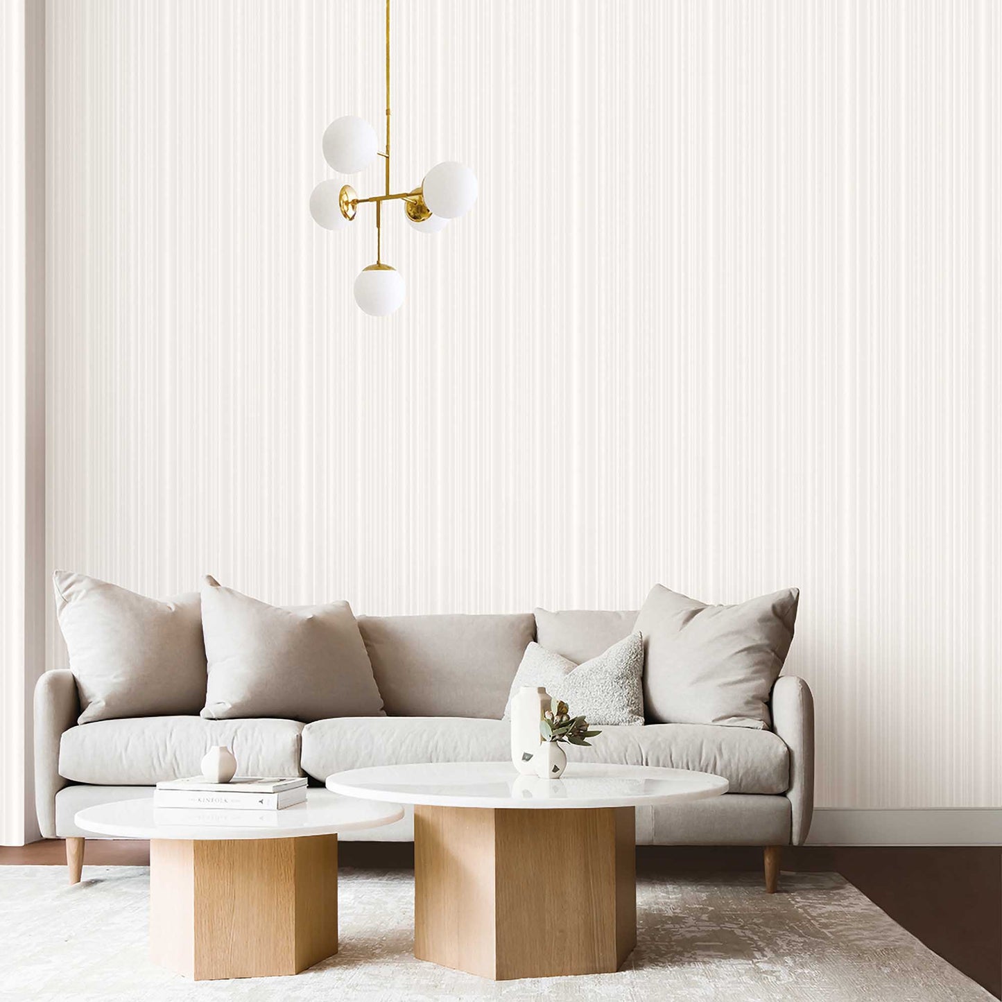 Textured Wallpaper Stripes in Beige|Ivory