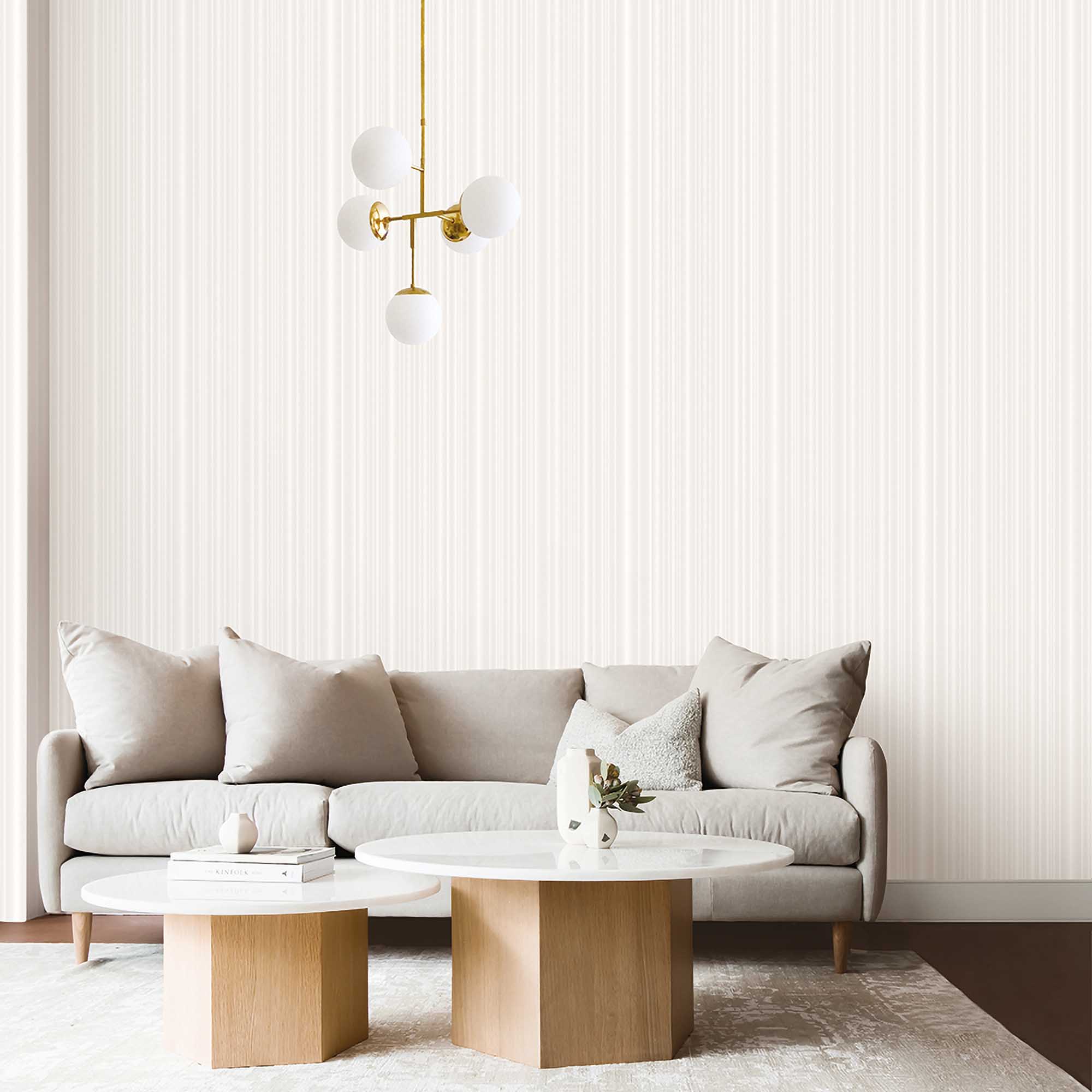 Textured Wallpaper Stripes in Beige|Ivory