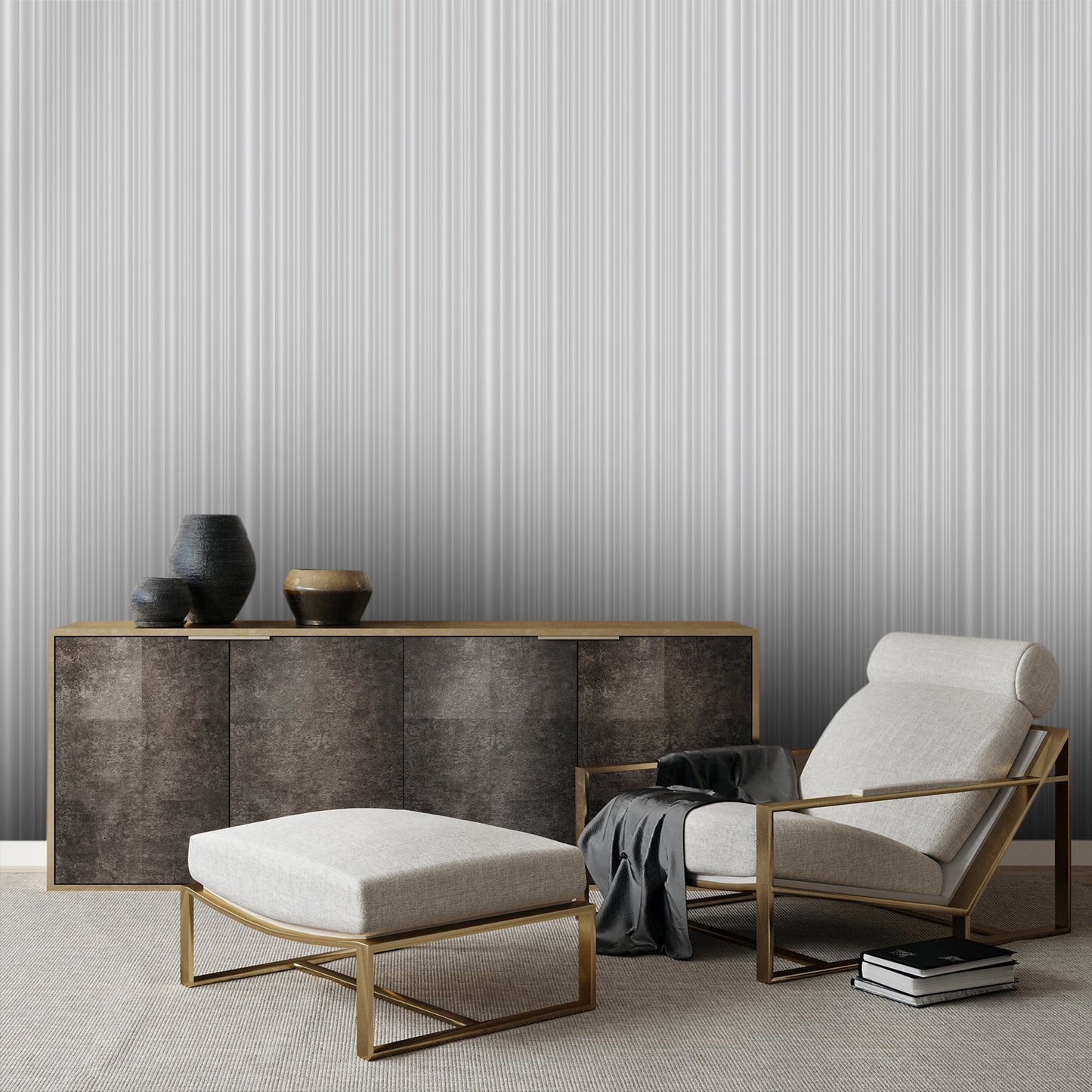 Textured Wallpaper Stripes in Grey